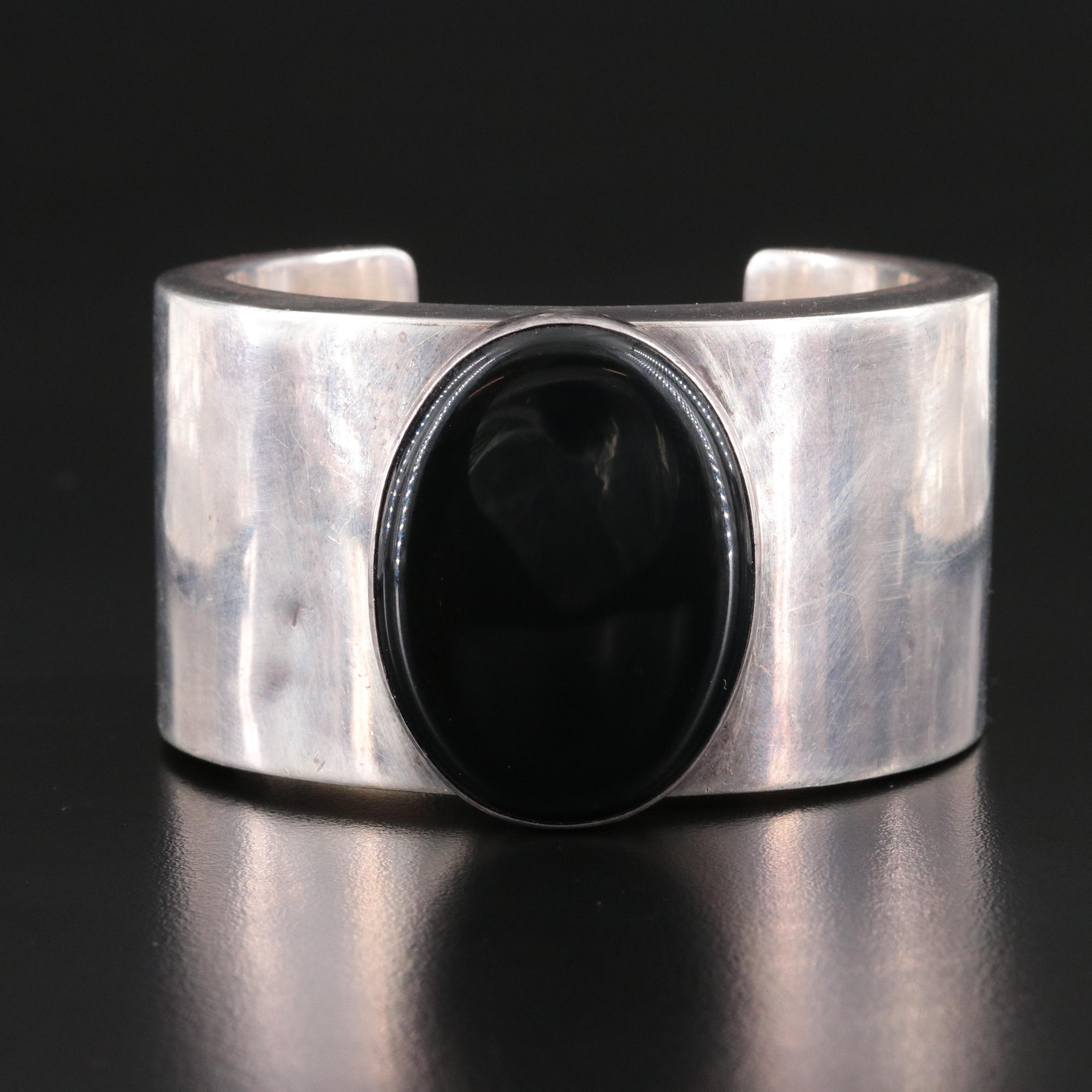 Réve Sterling Obsidian Cuff