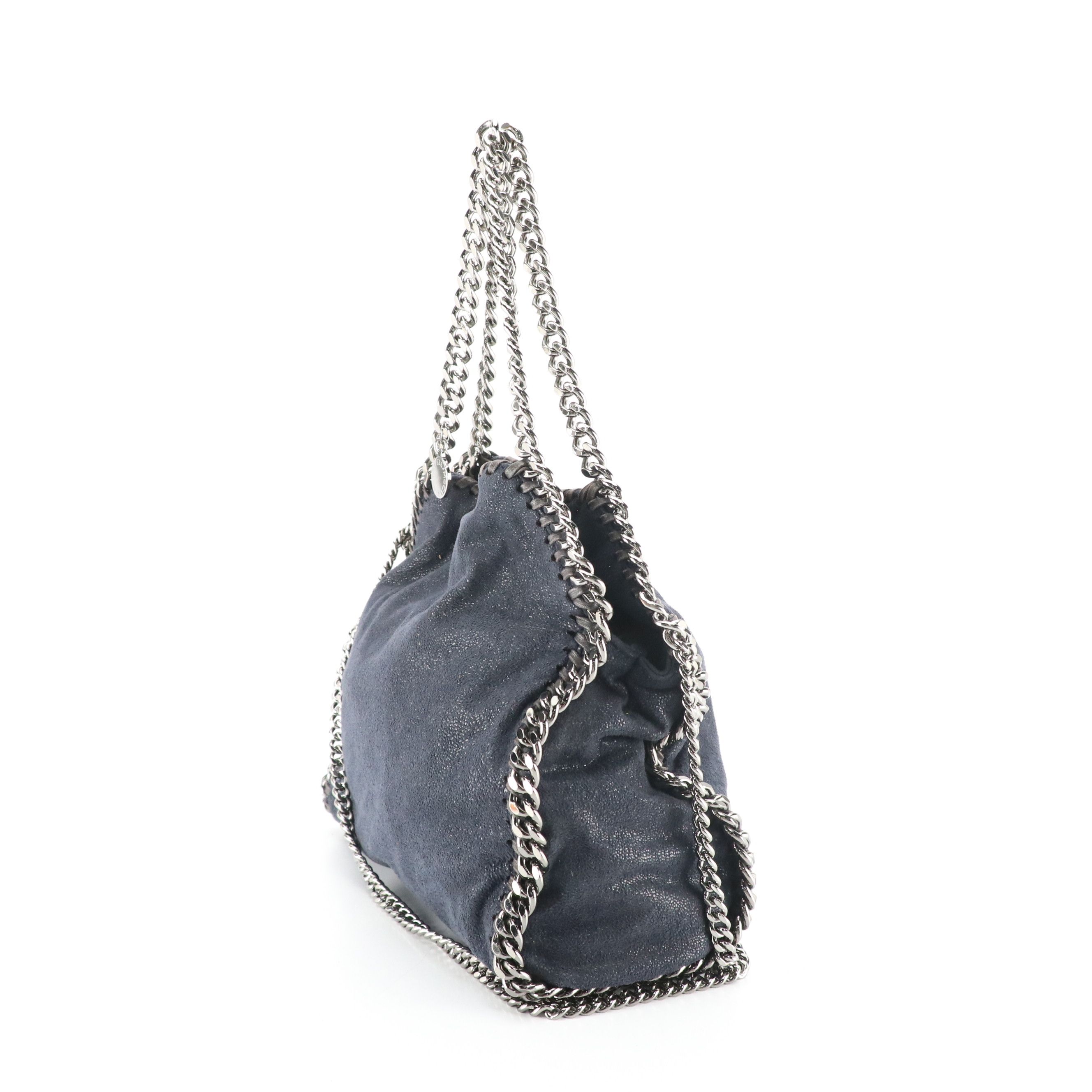 Stella McCartney Falabella Chain Strap Bag in Dark Blue Shaggy Deer Faux-Suede