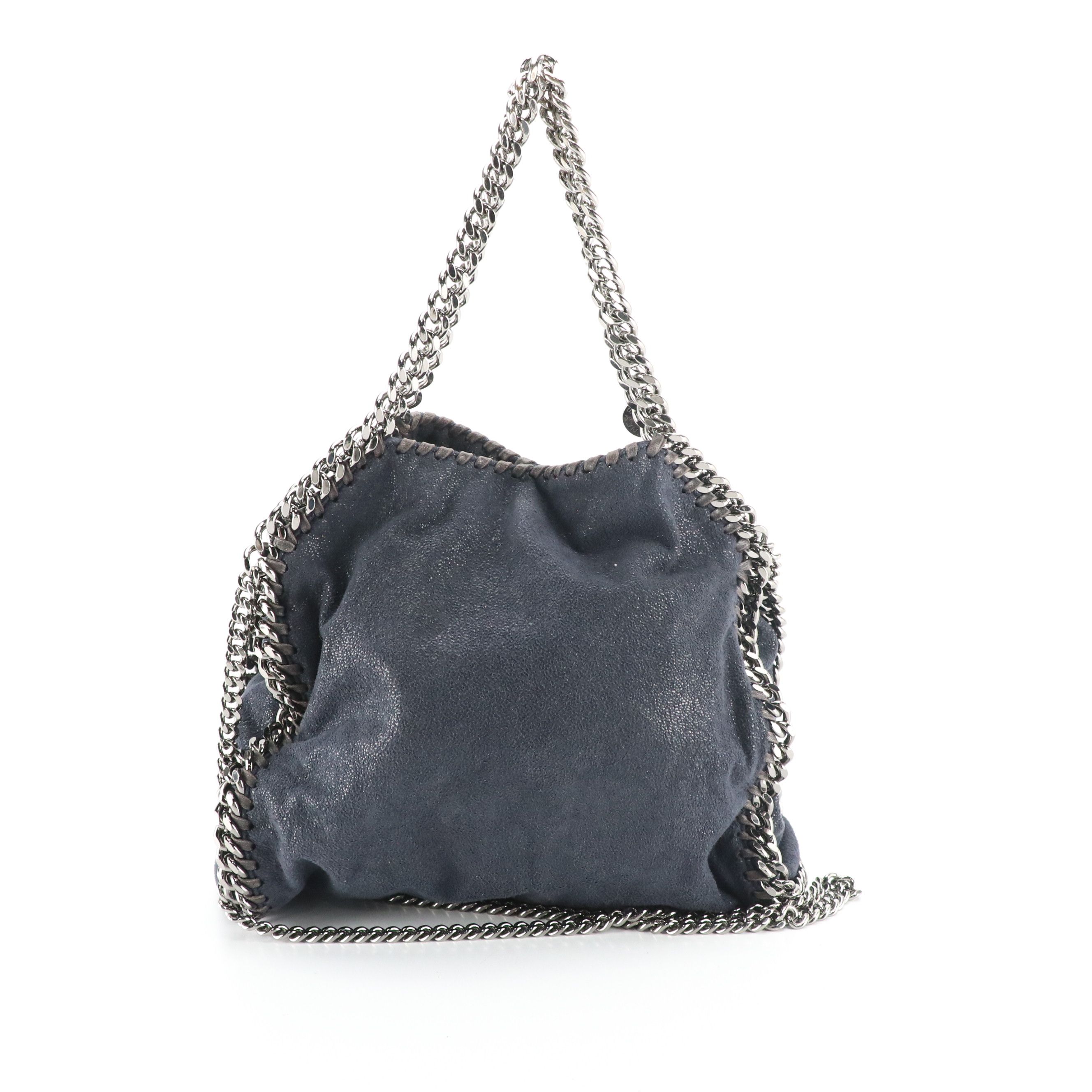 Stella McCartney Falabella Chain Strap Bag in Dark Blue Shaggy Deer Faux-Suede