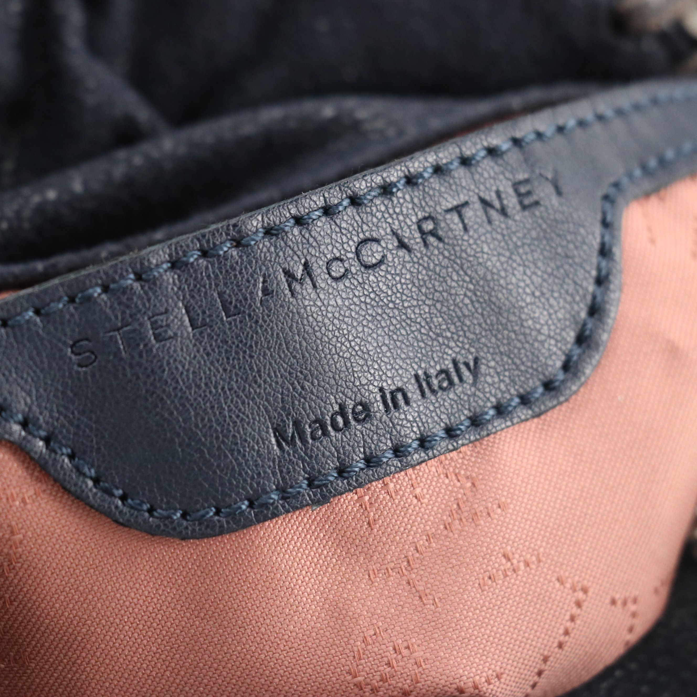 Stella McCartney Falabella Chain Strap Bag in Dark Blue Shaggy Deer Faux-Suede