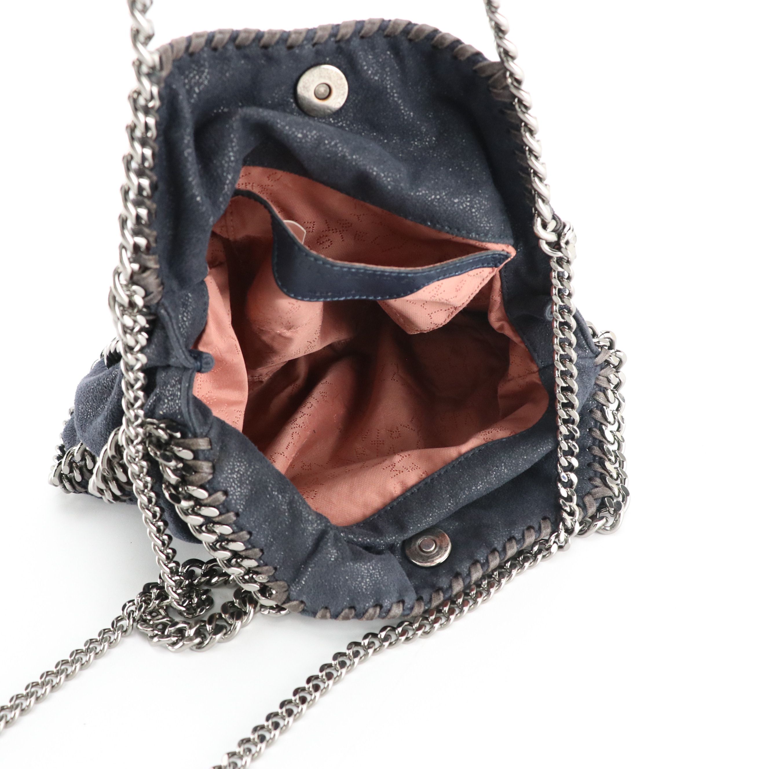 Stella McCartney Falabella Chain Strap Bag in Dark Blue Shaggy Deer Faux-Suede