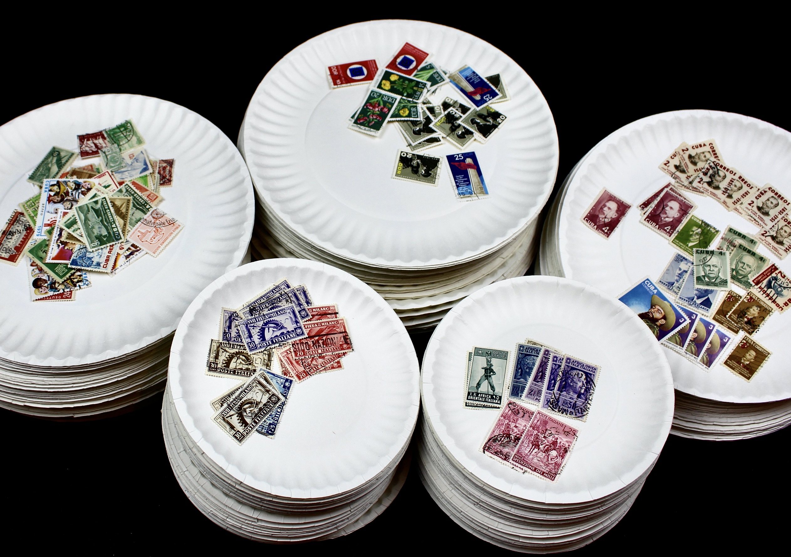 Box of Thousands of Mint and Used Worldwide Postage Stamps