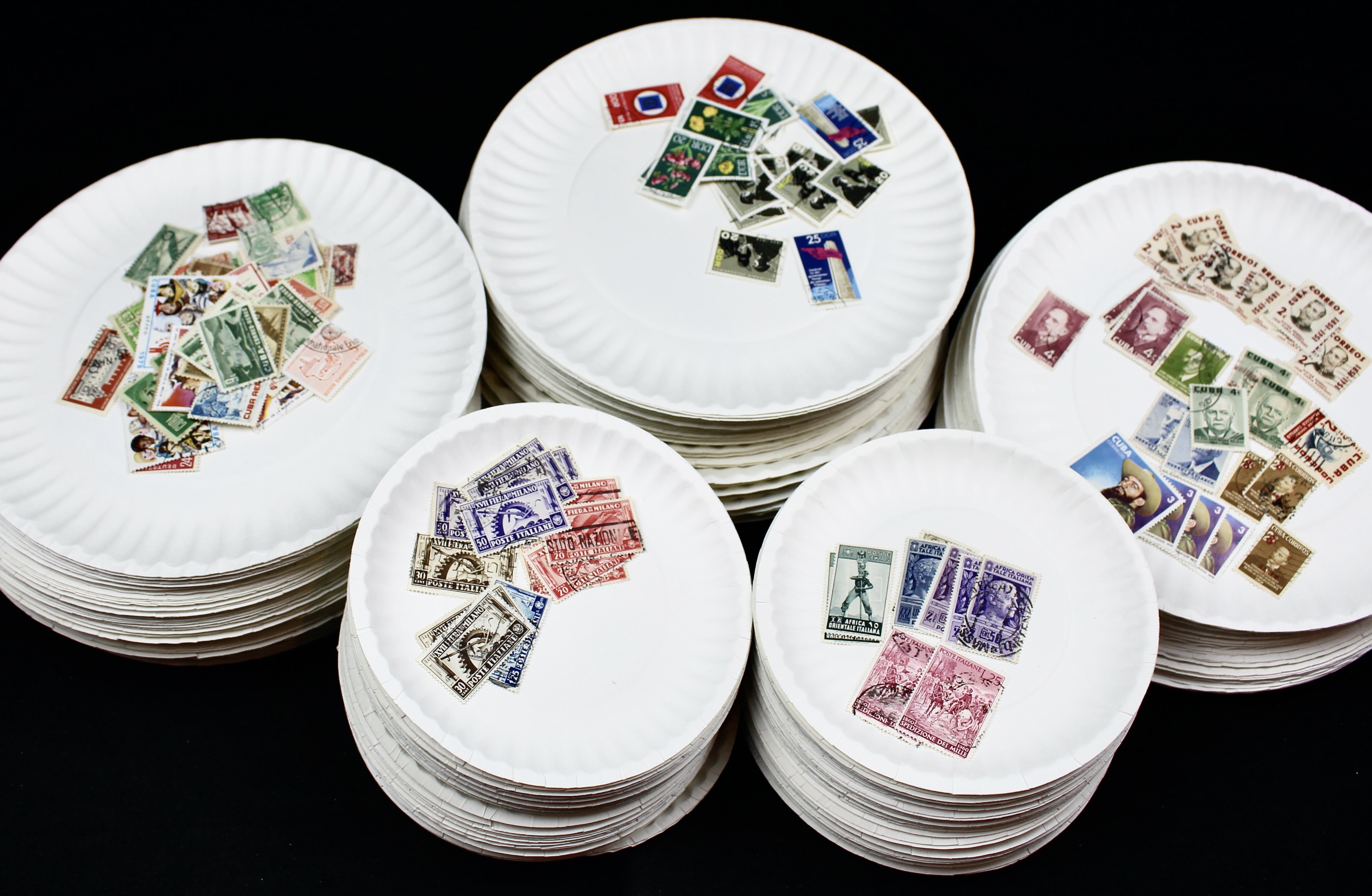 Box of Thousands of Mint and Used Worldwide Postage Stamps