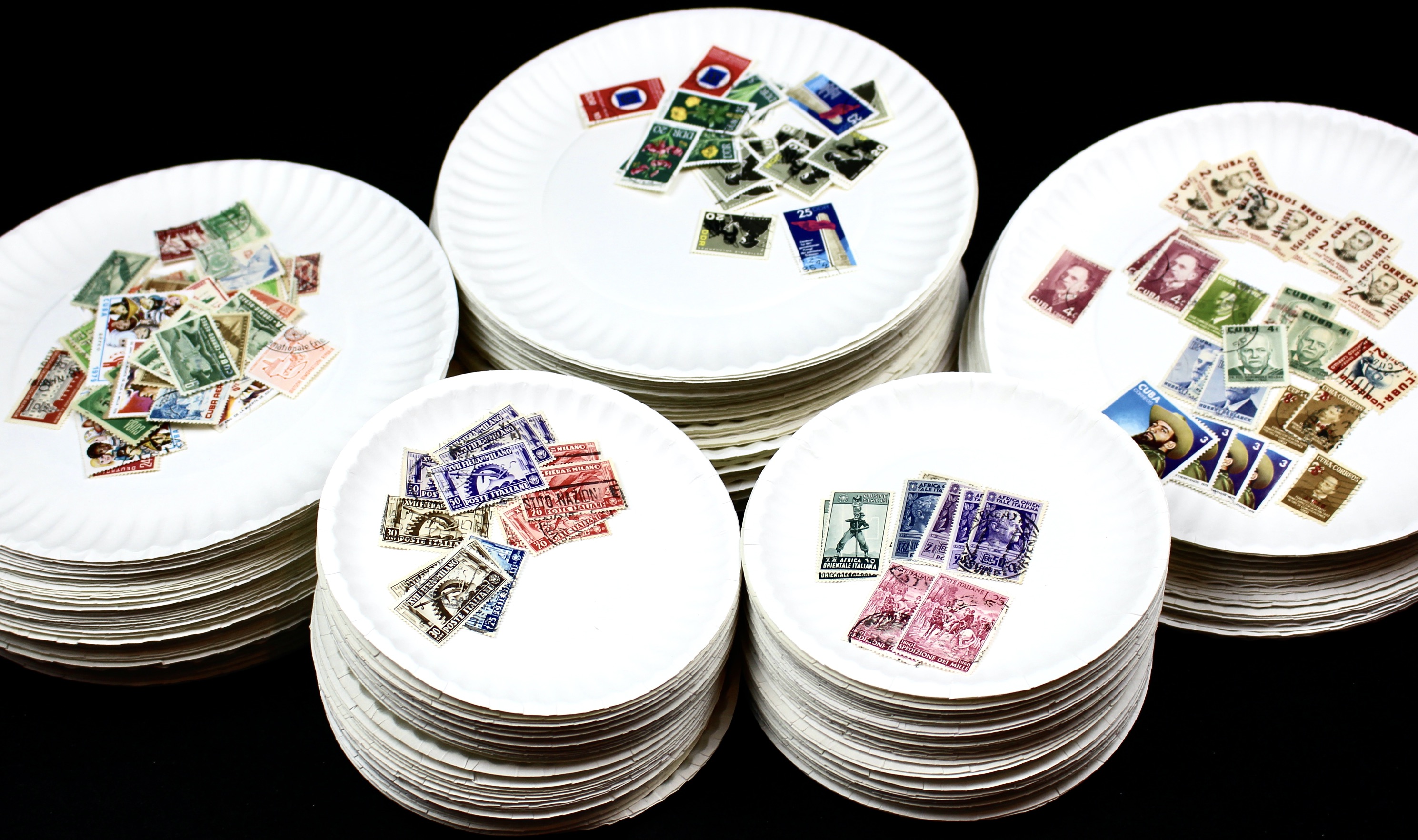 Box of Thousands of Mint and Used Worldwide Postage Stamps