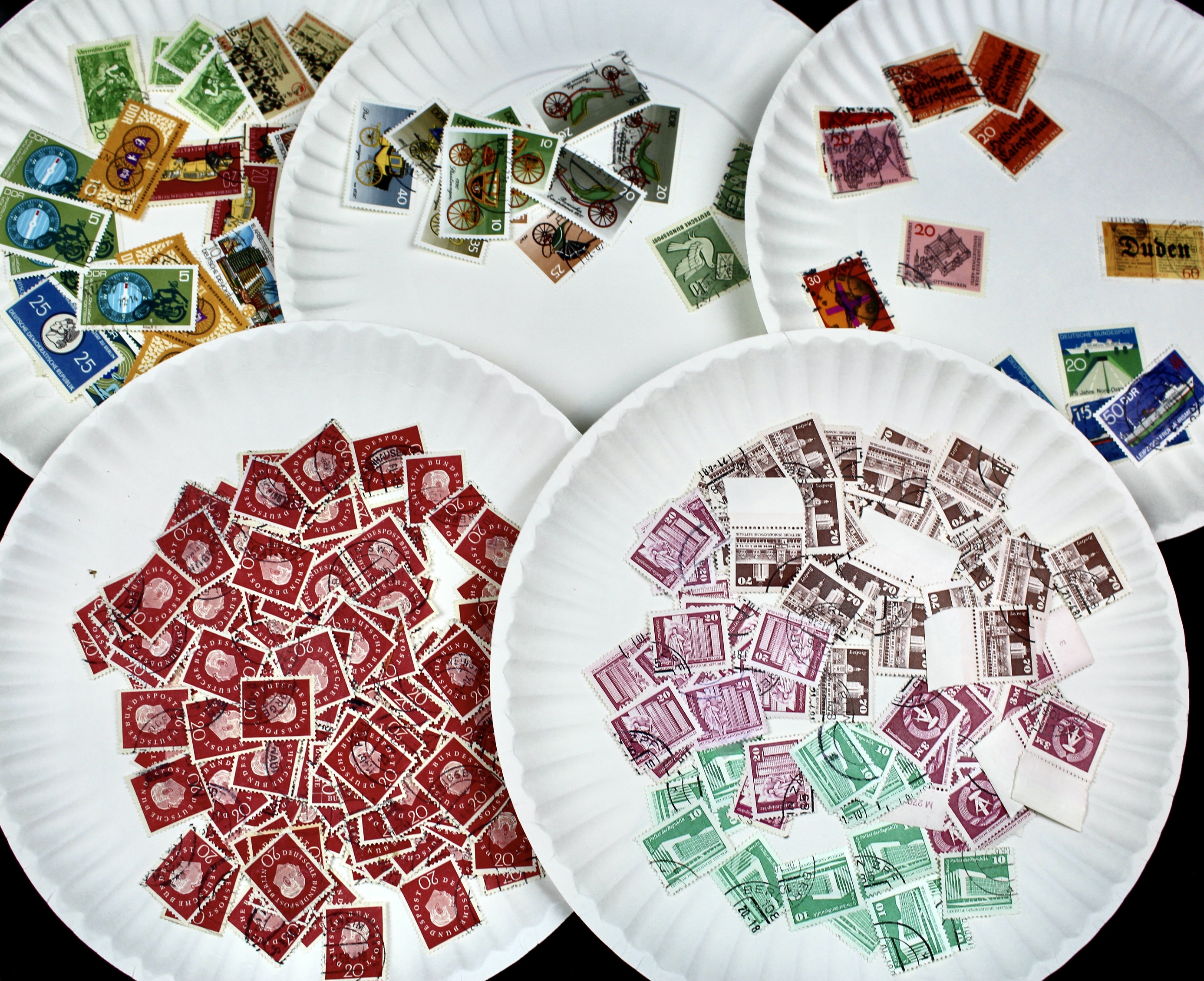 Box of Thousands of Mint and Used Worldwide Postage Stamps