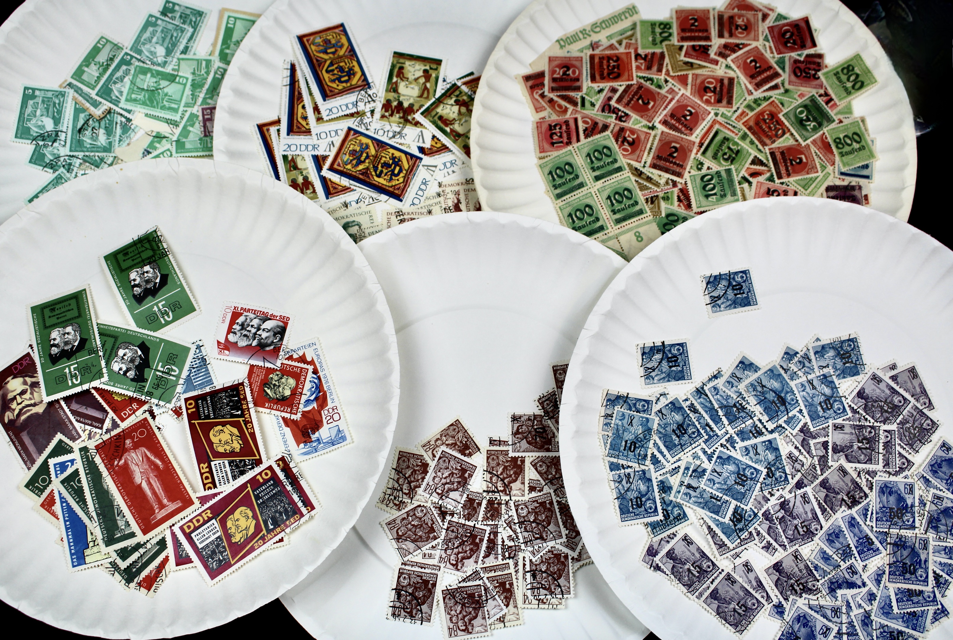Box of Thousands of Mint and Used Worldwide Postage Stamps