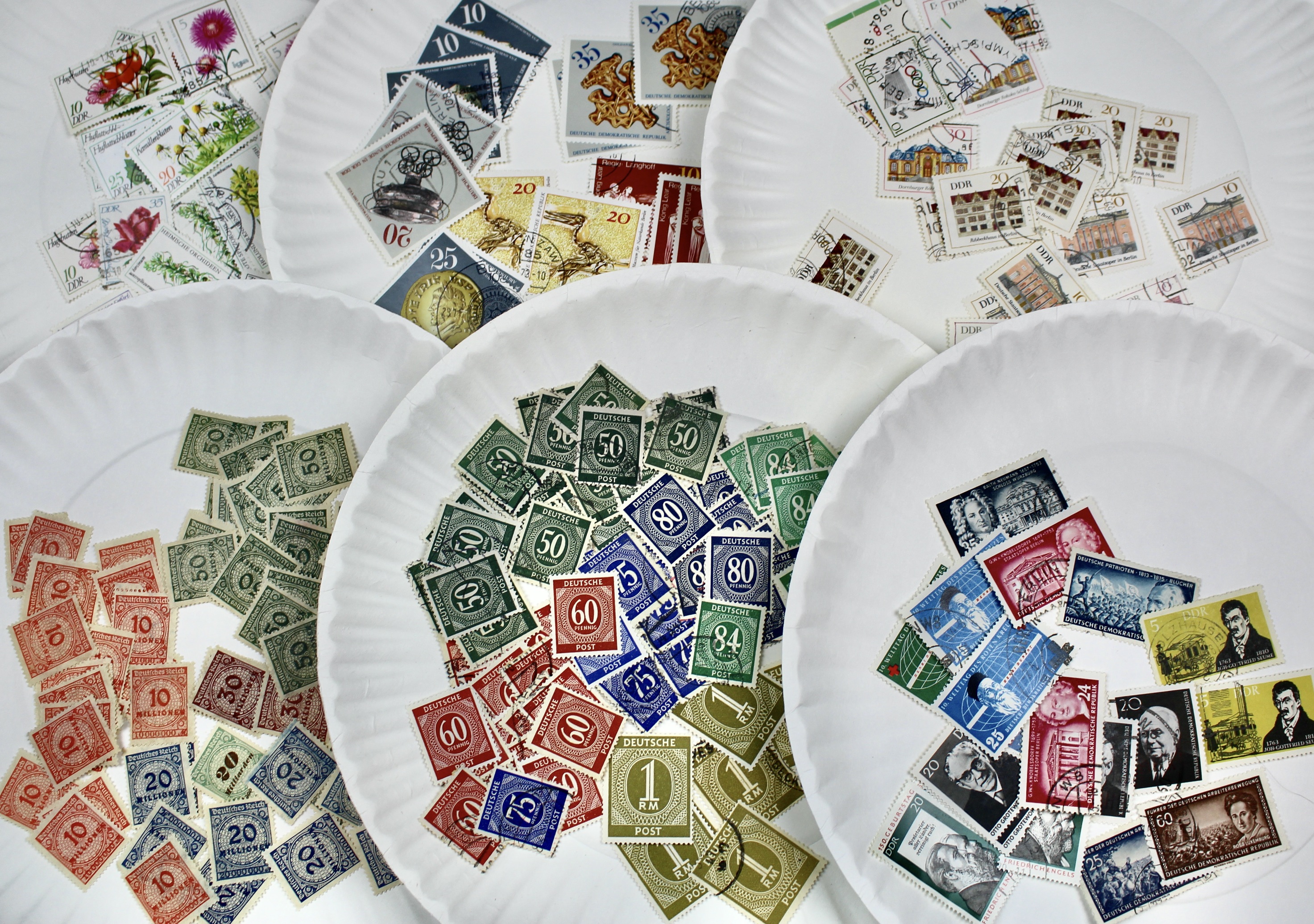 Box of Thousands of Mint and Used Worldwide Postage Stamps