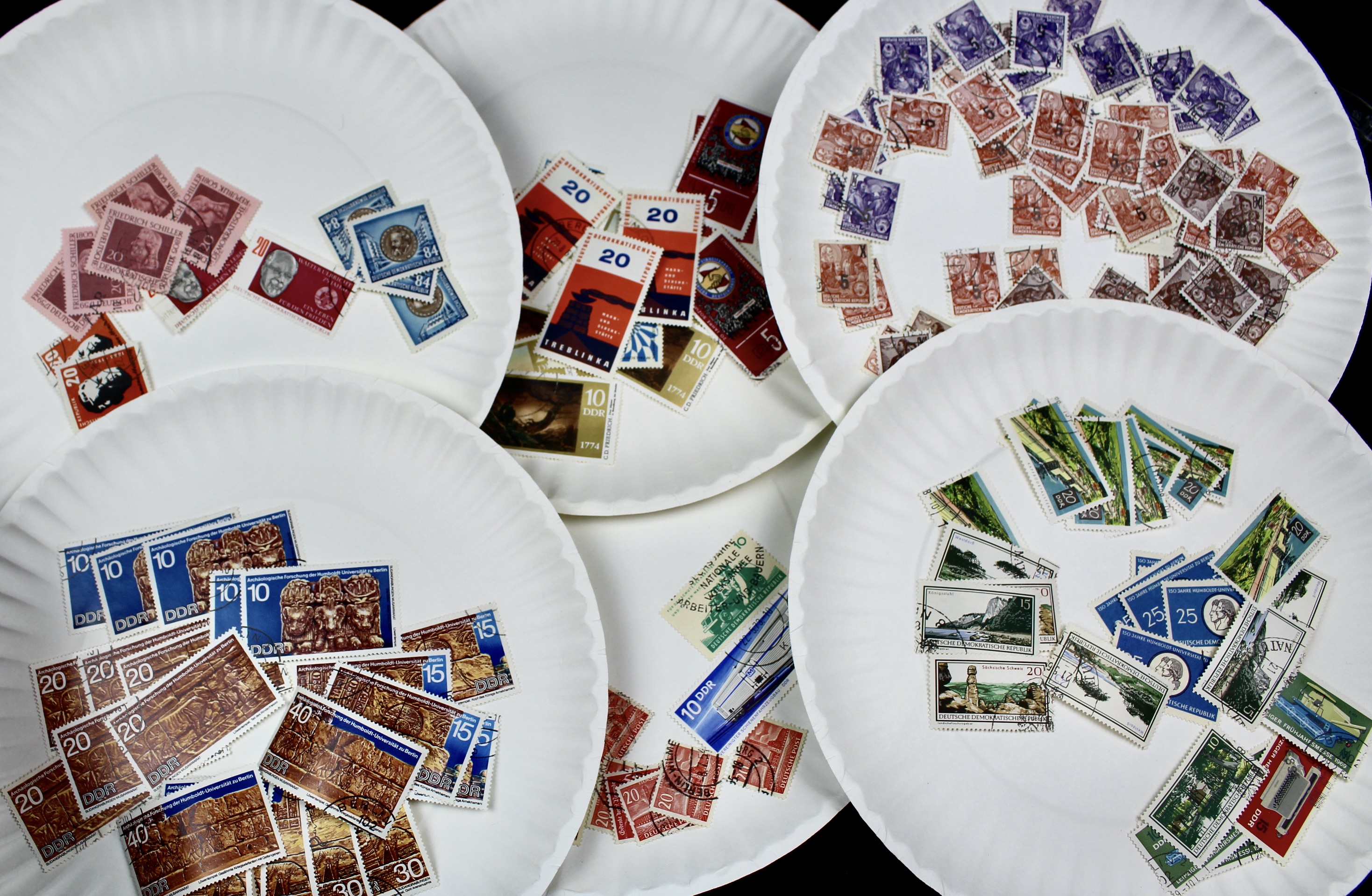 Box of Thousands of Mint and Used Worldwide Postage Stamps