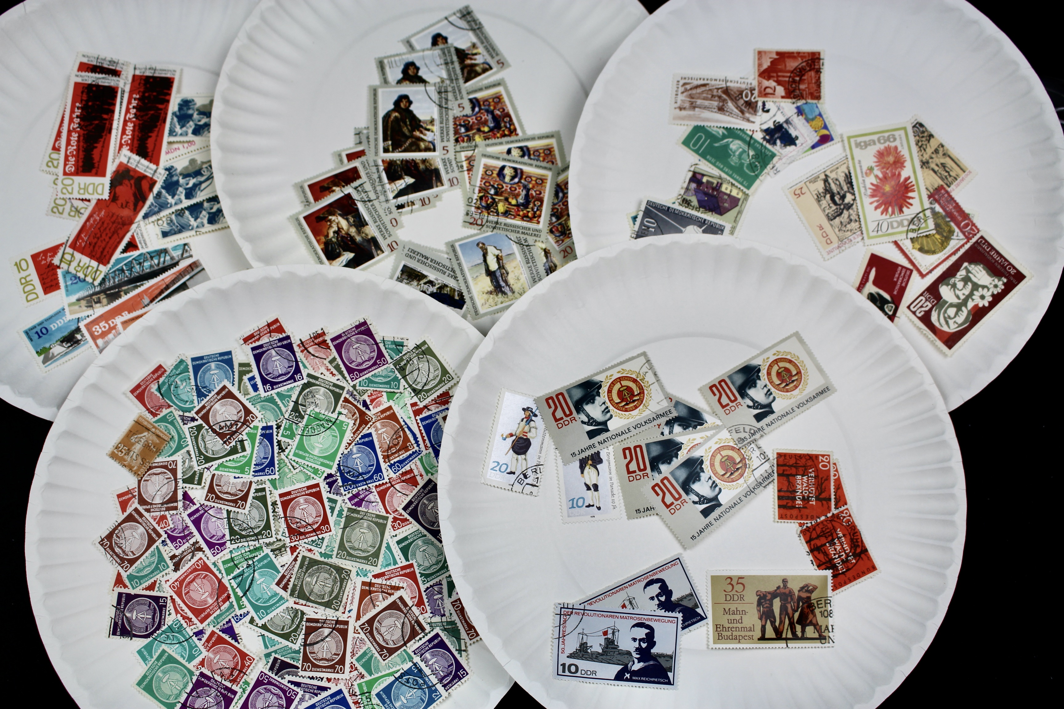 Box of Thousands of Mint and Used Worldwide Postage Stamps