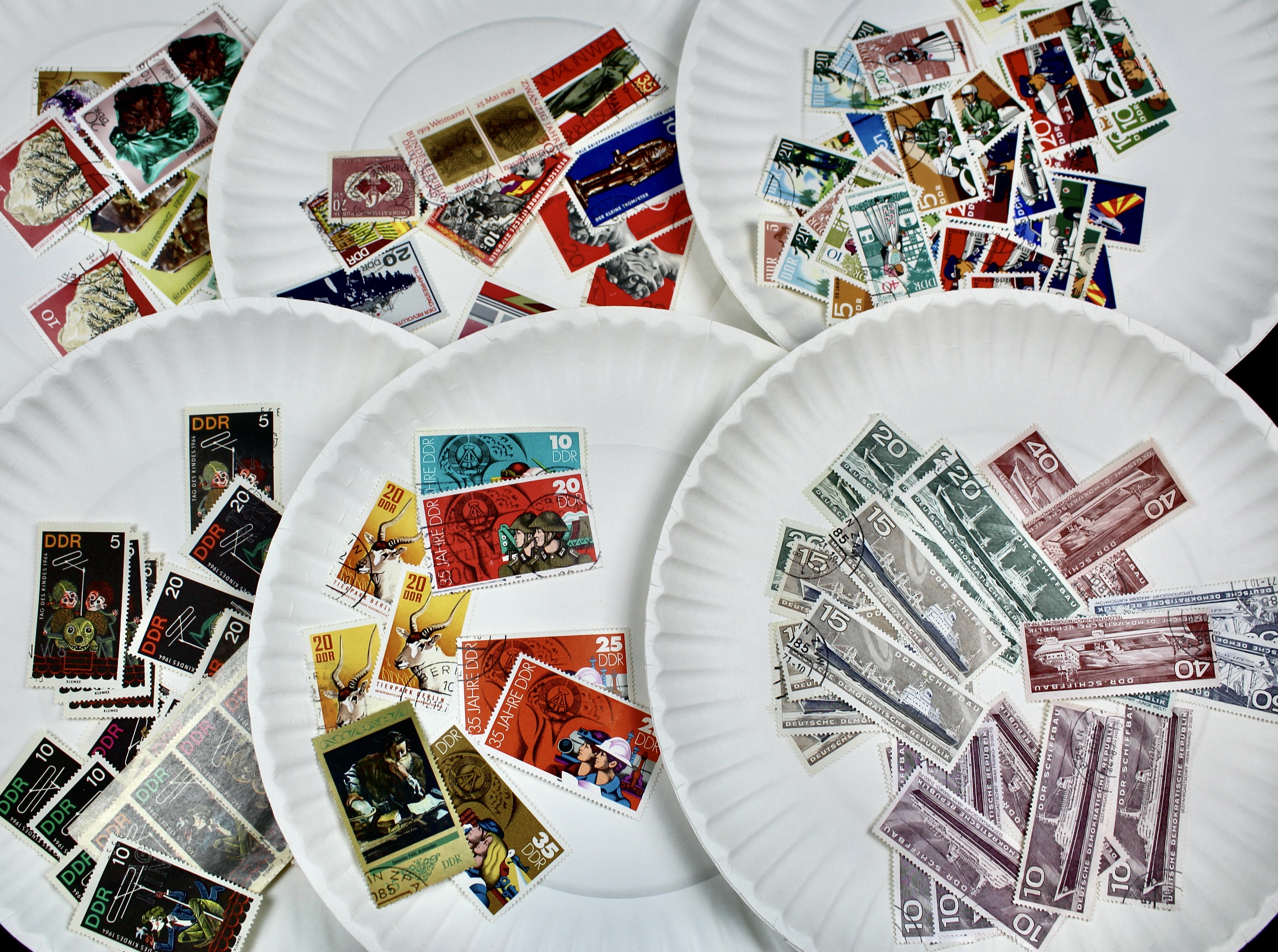 Box of Thousands of Mint and Used Worldwide Postage Stamps