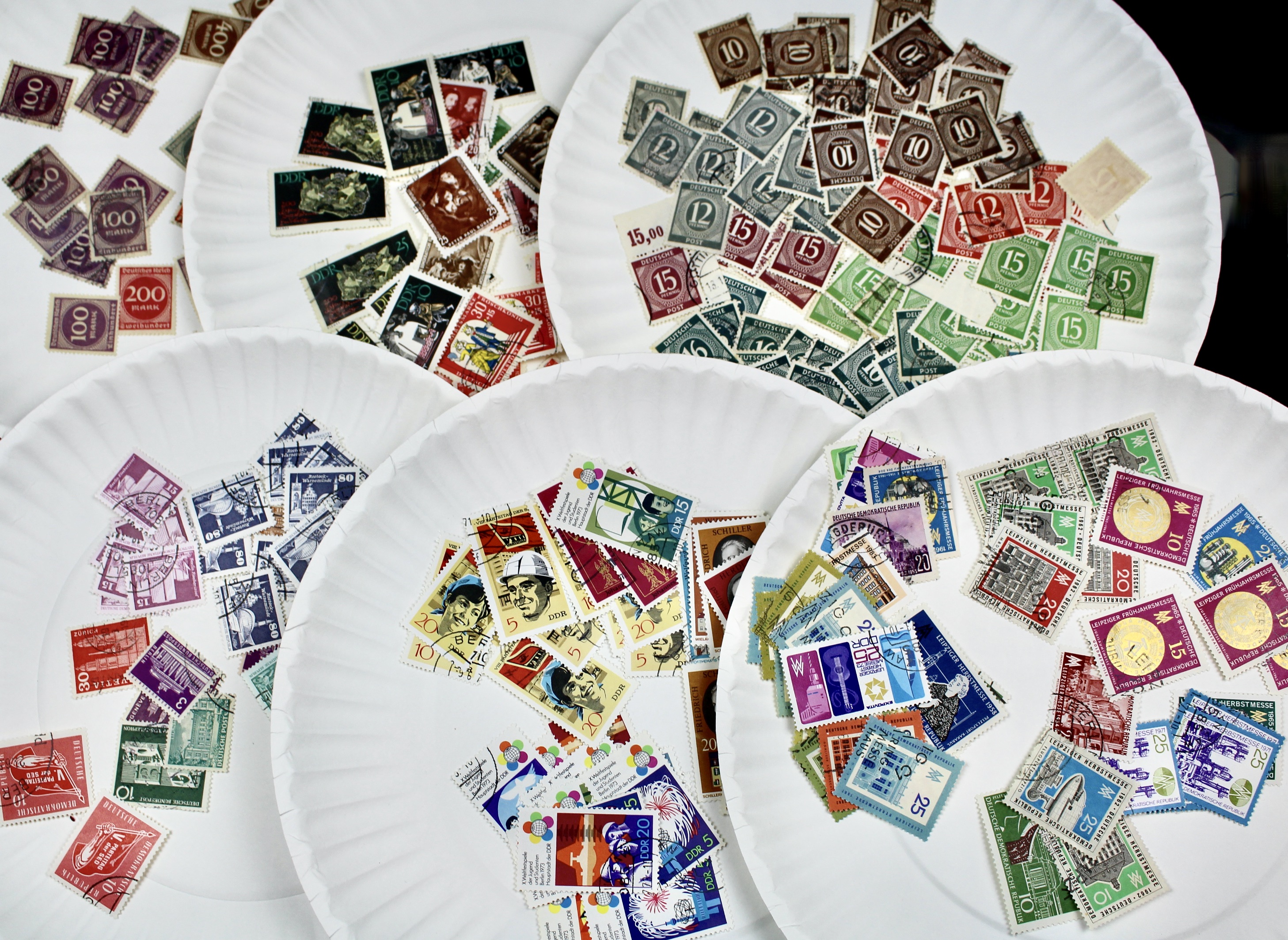 Box of Thousands of Mint and Used Worldwide Postage Stamps