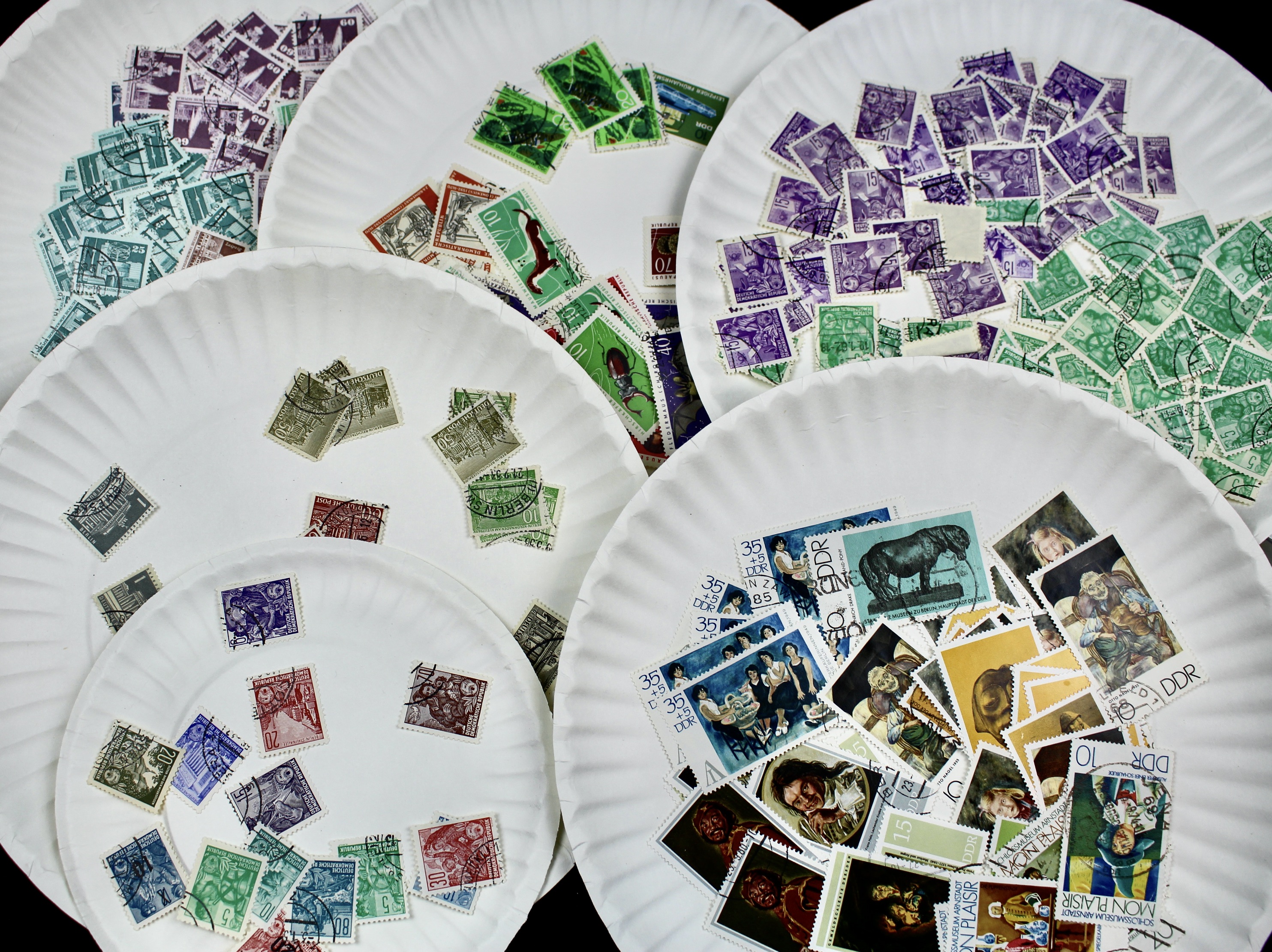 Box of Thousands of Mint and Used Worldwide Postage Stamps