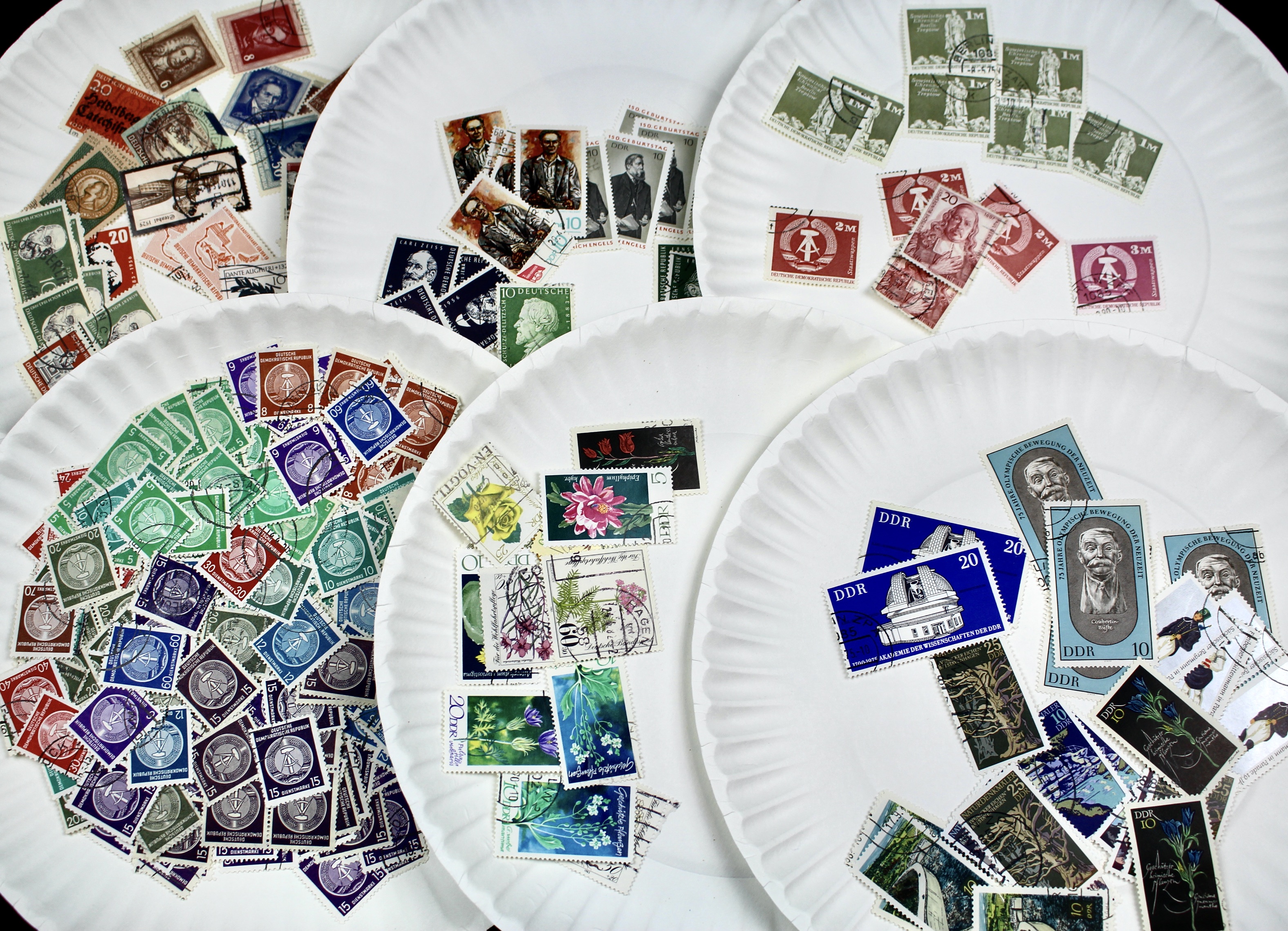 Box of Thousands of Mint and Used Worldwide Postage Stamps