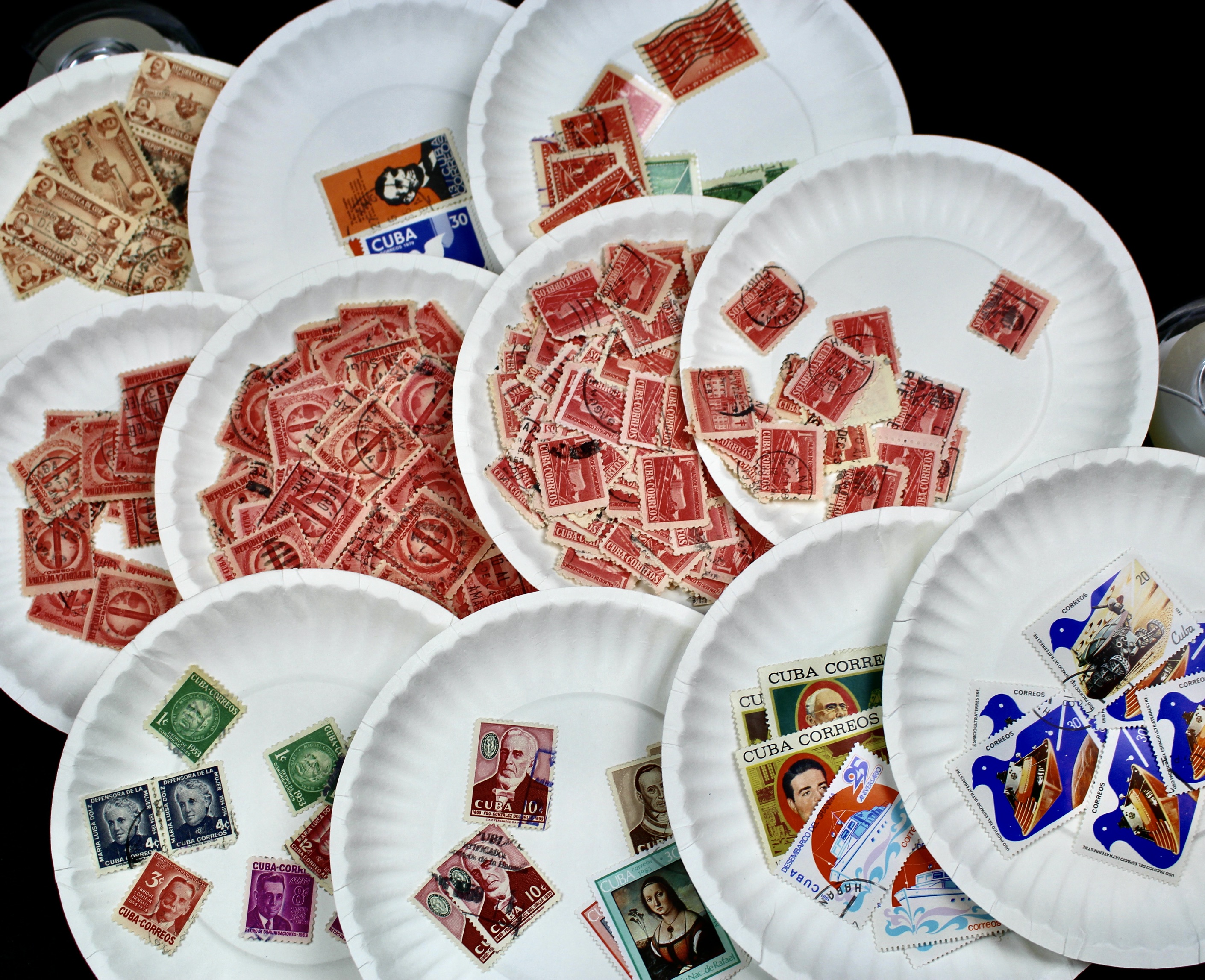Box of Thousands of Mint and Used Worldwide Postage Stamps