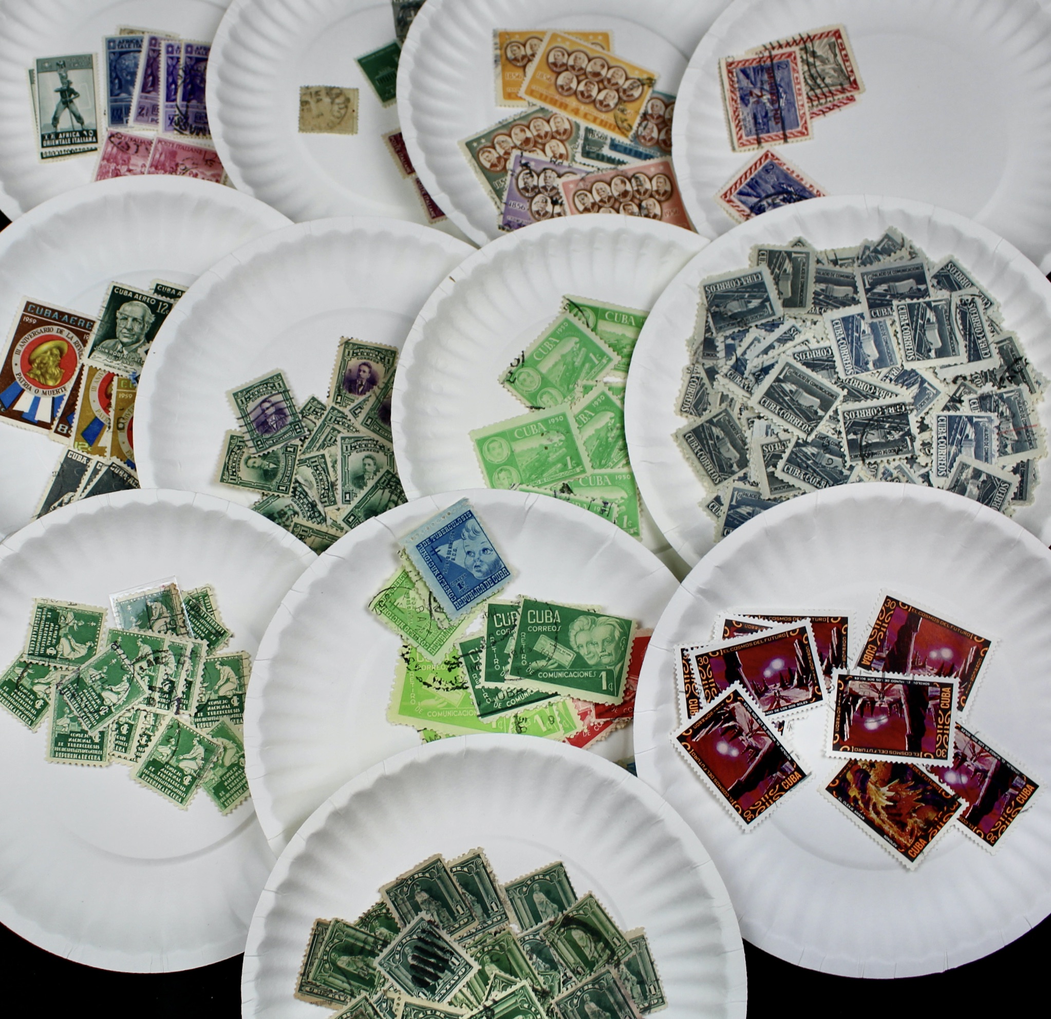 Box of Thousands of Mint and Used Worldwide Postage Stamps