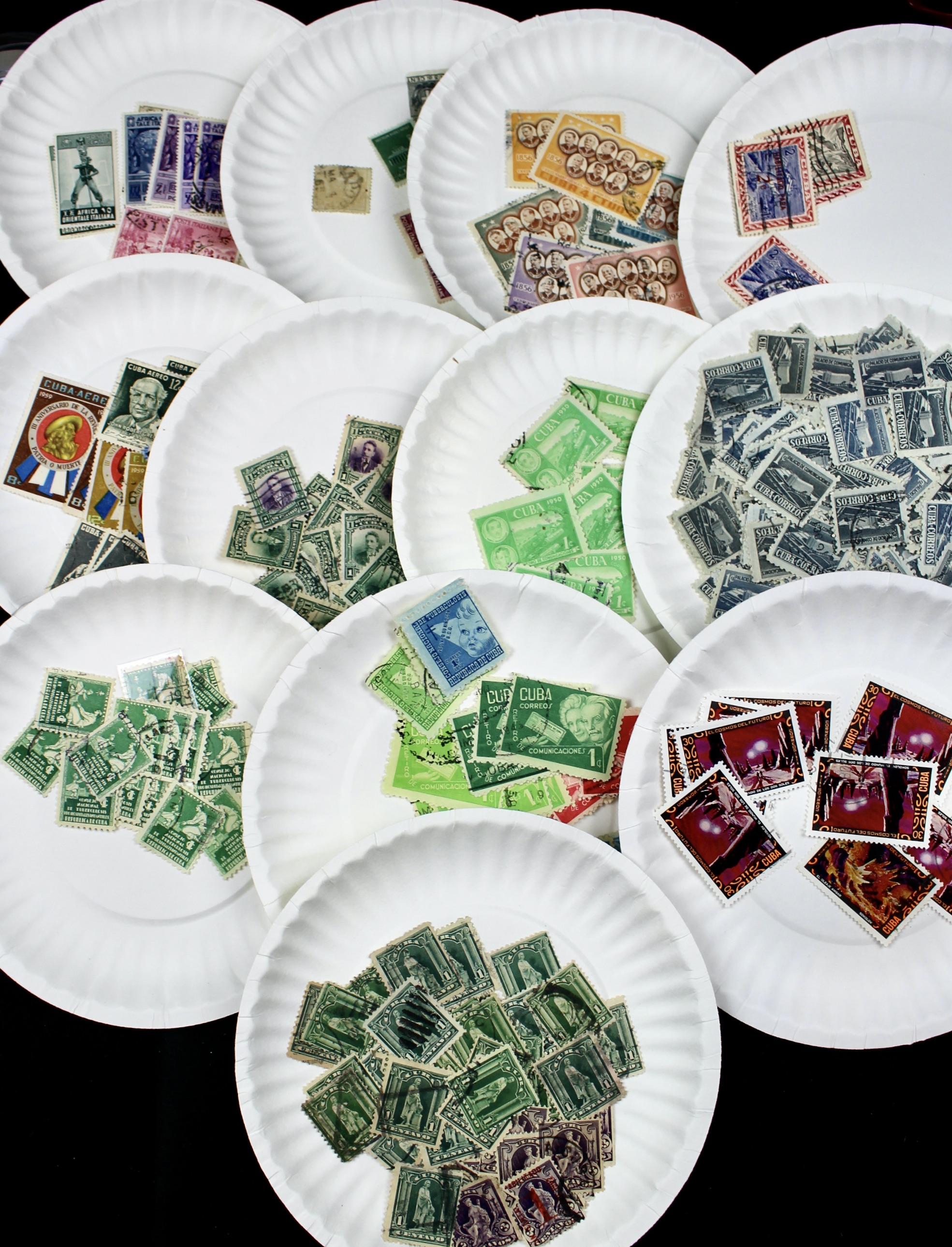 Box of Thousands of Mint and Used Worldwide Postage Stamps