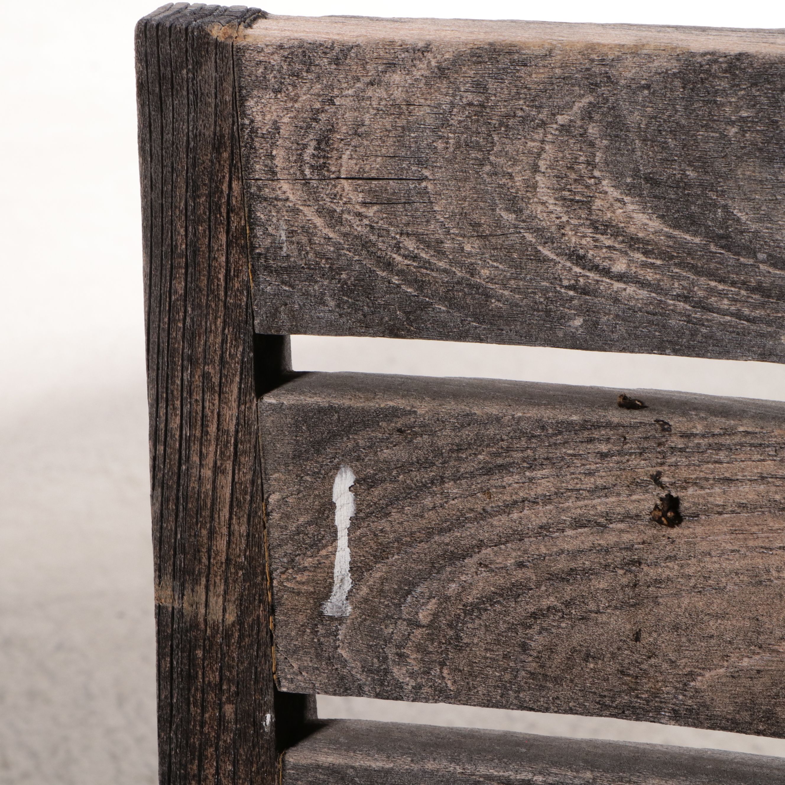 Set of Six Contemporary Weathered Teak Slat-Back Outdoor Dining Armchairs