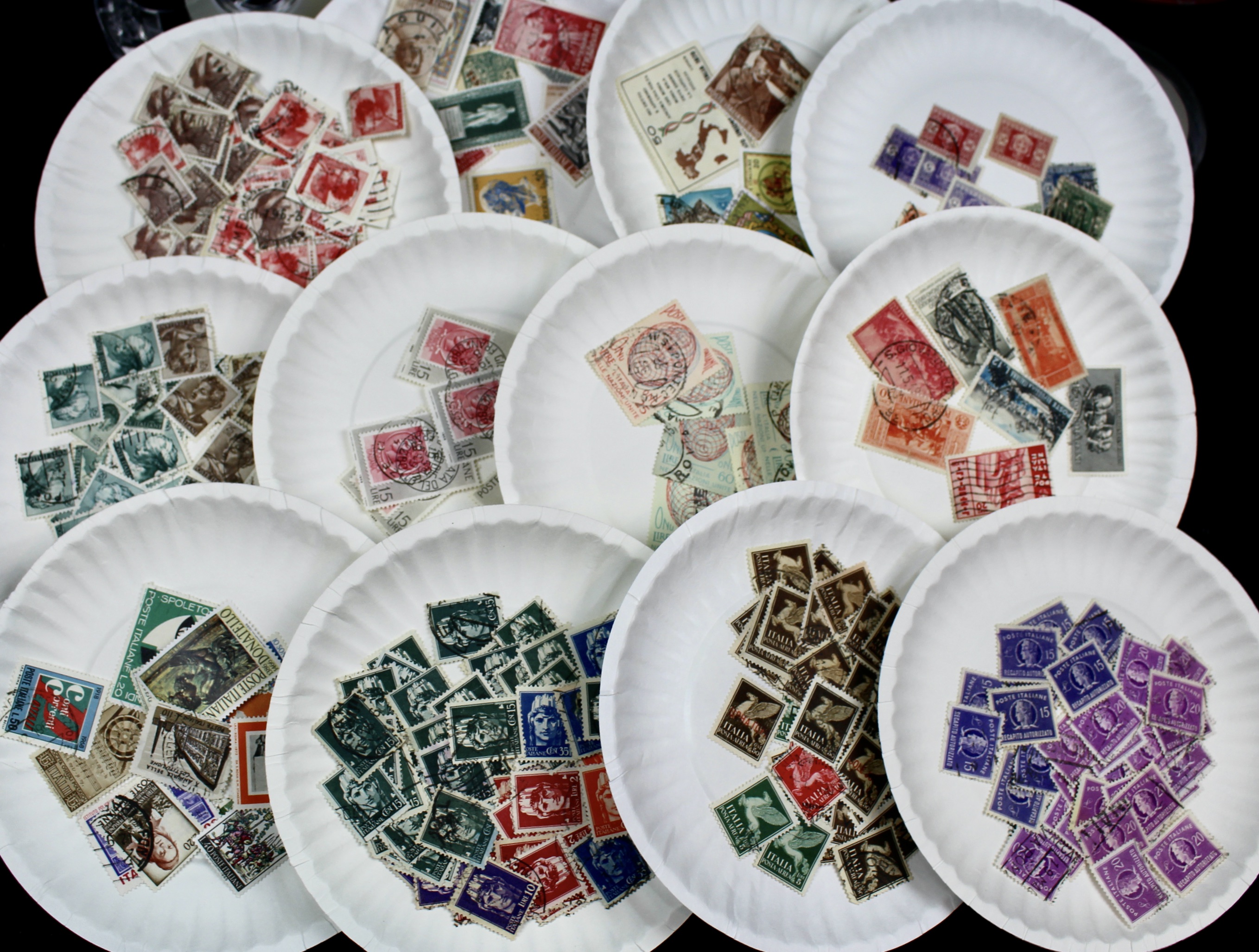 Box of Thousands of Mint and Used Worldwide Postage Stamps