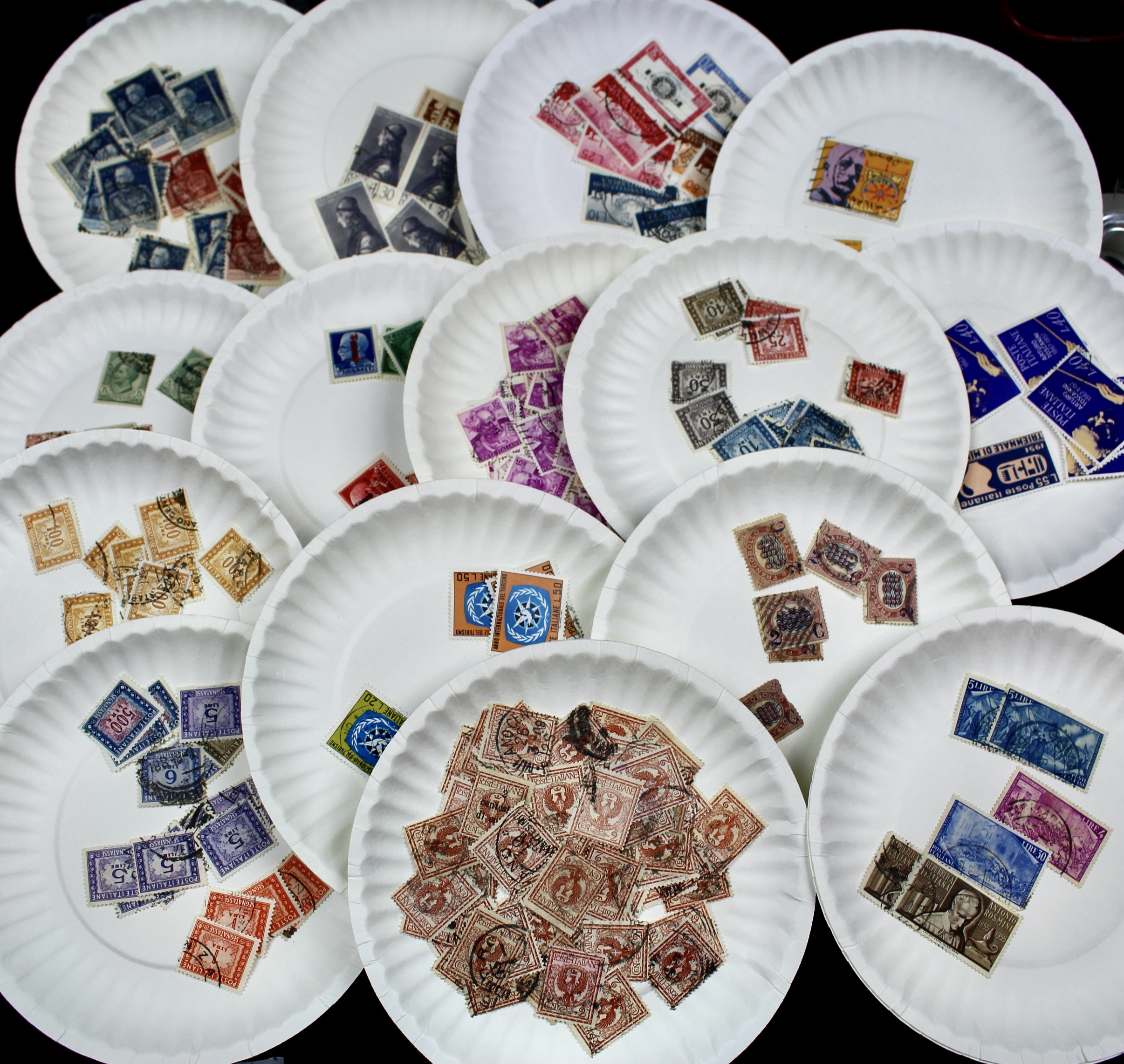 Box of Thousands of Mint and Used Worldwide Postage Stamps
