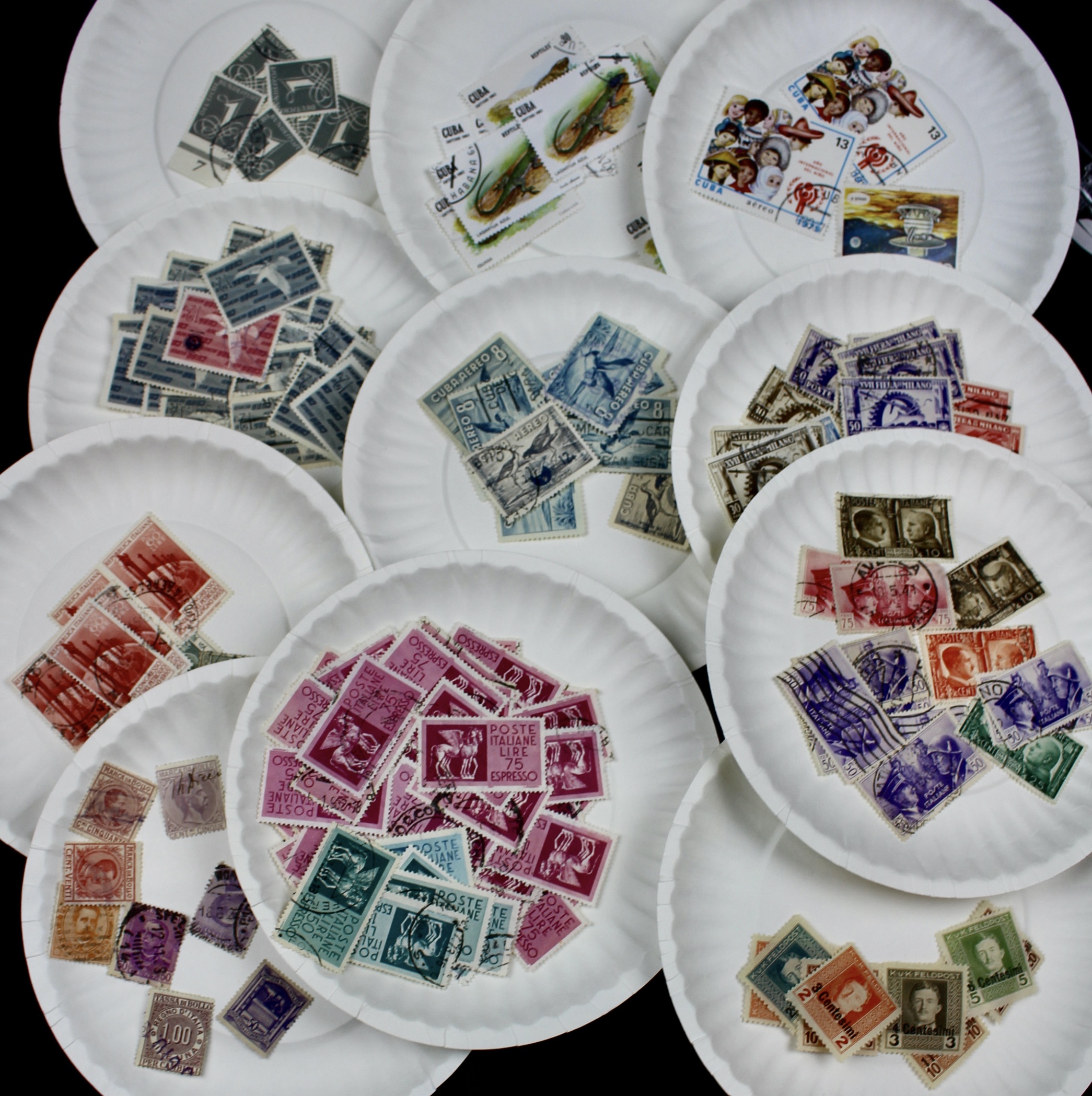 Box of Thousands of Mint and Used Worldwide Postage Stamps