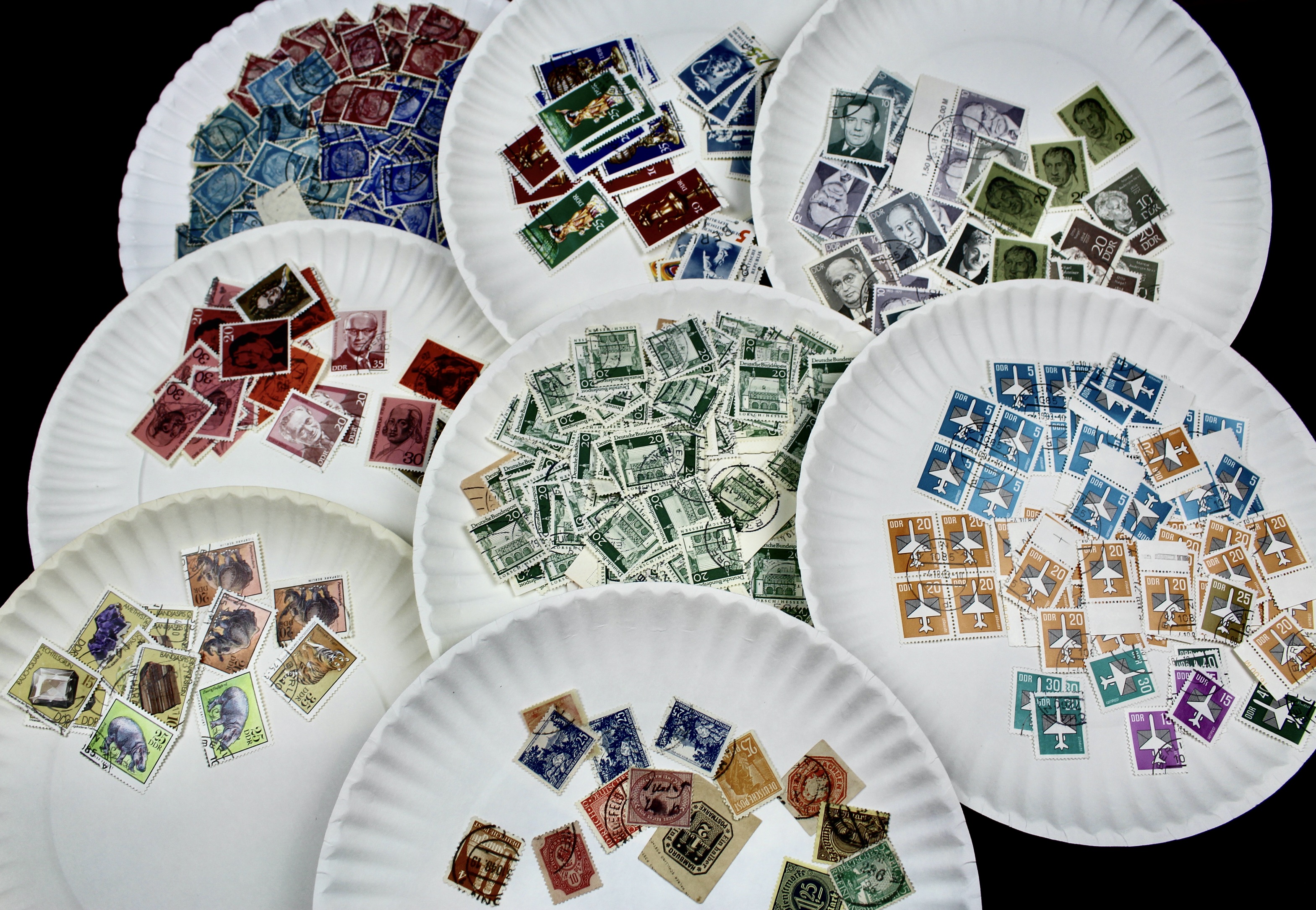 Box of Thousands of Mint and Used Worldwide Postage Stamps