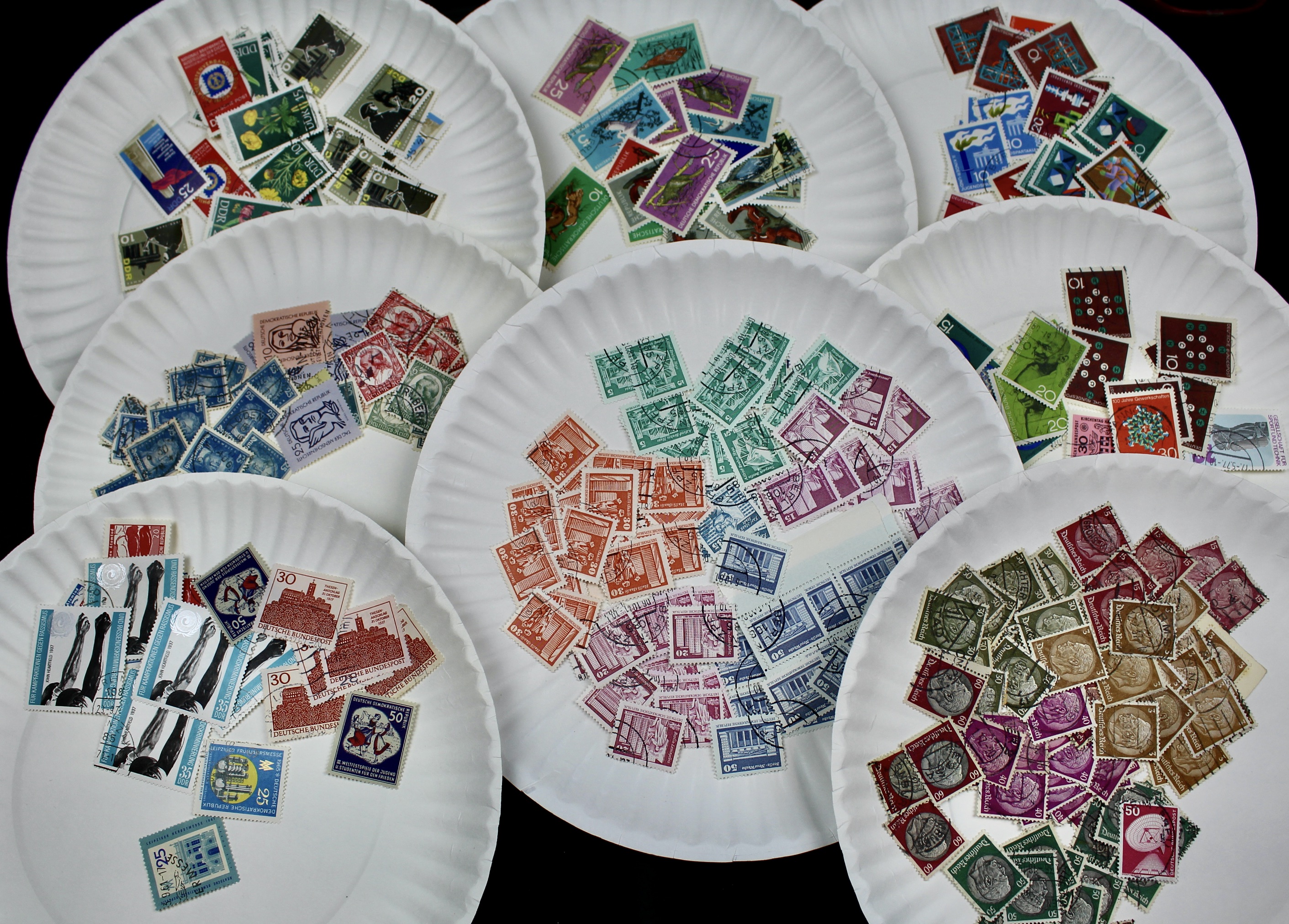 Box of Thousands of Mint and Used Worldwide Postage Stamps