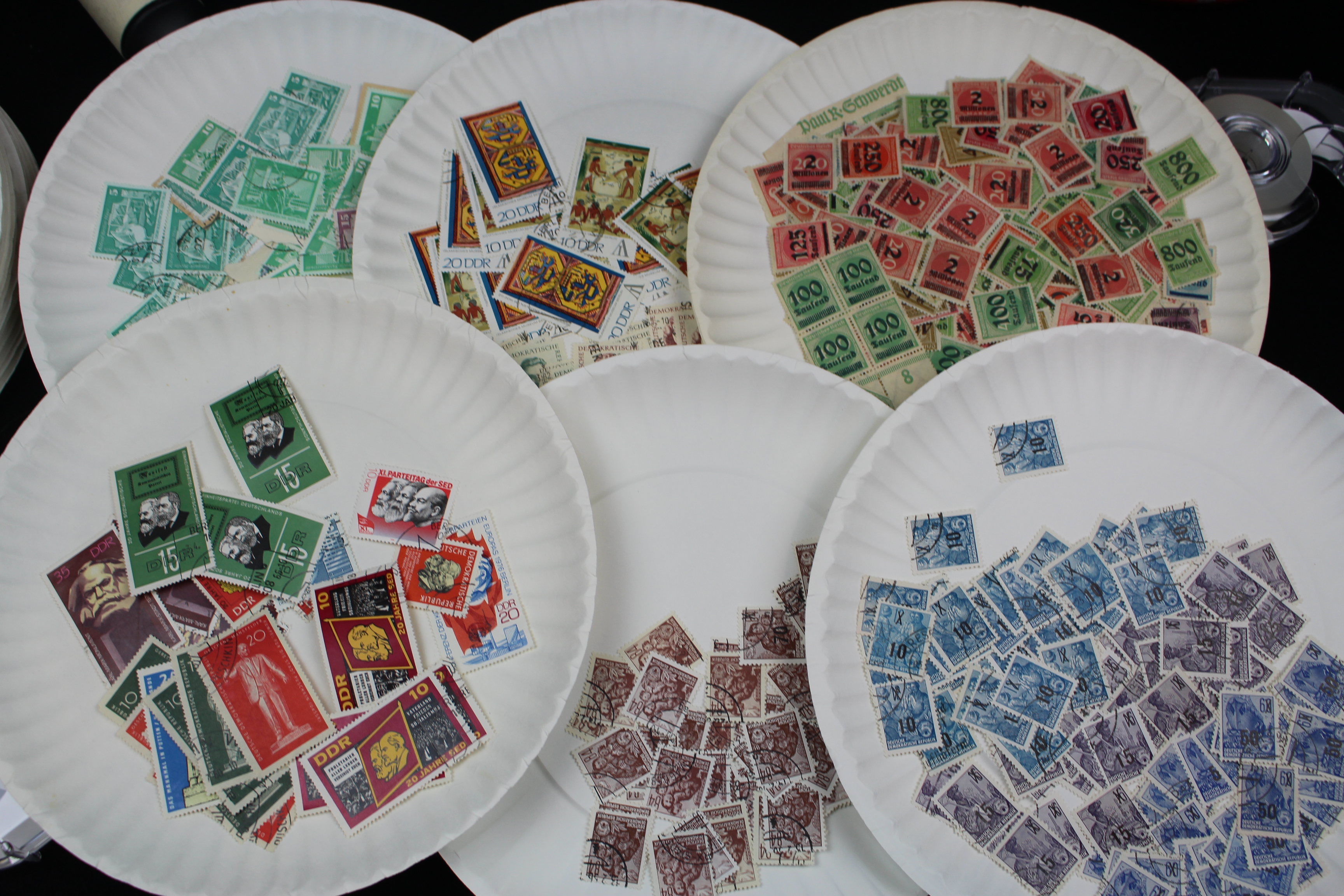Box of Thousands of Mint and Used Worldwide Postage Stamps
