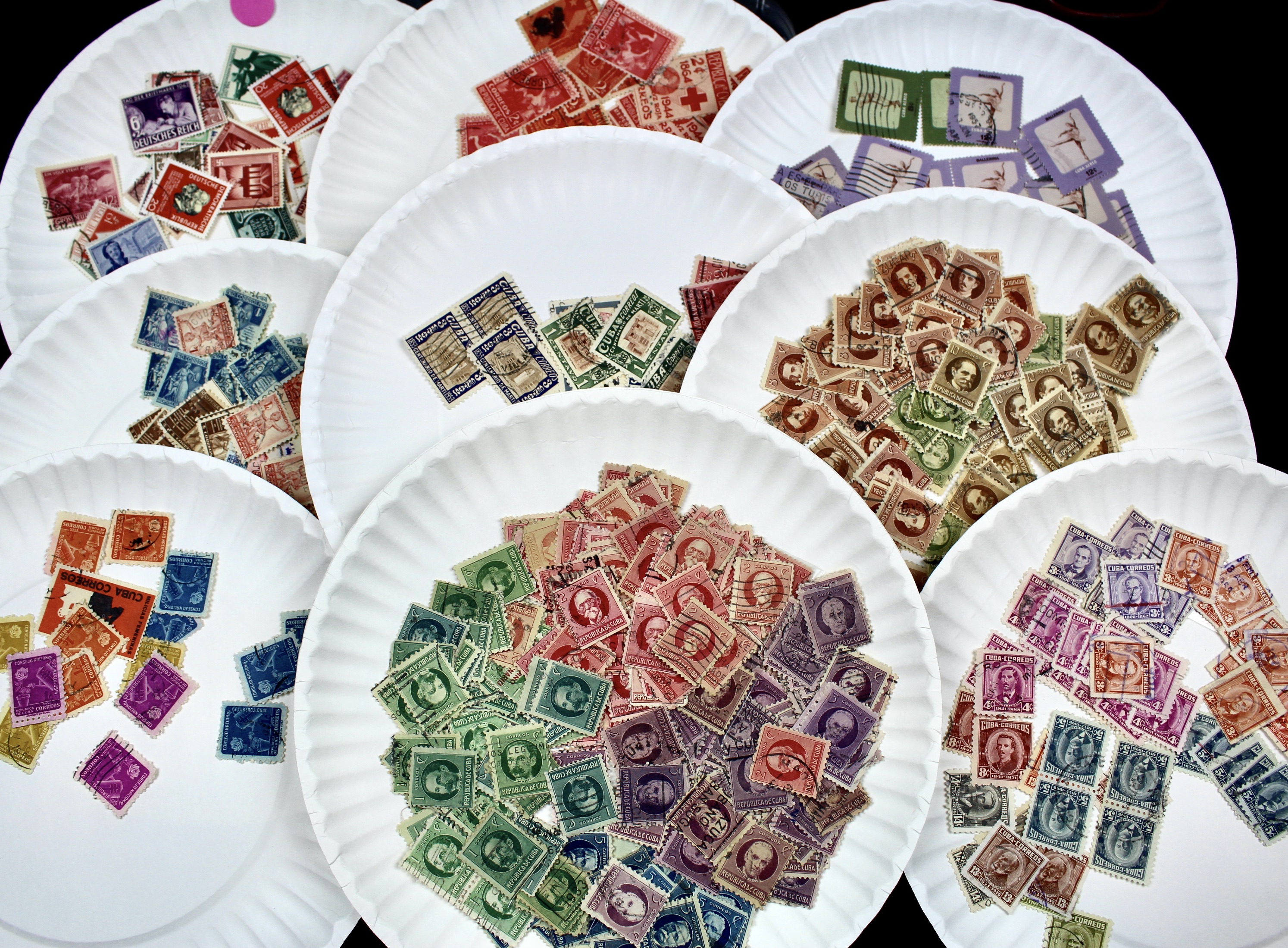 Box of Thousands of Mint and Used Worldwide Postage Stamps