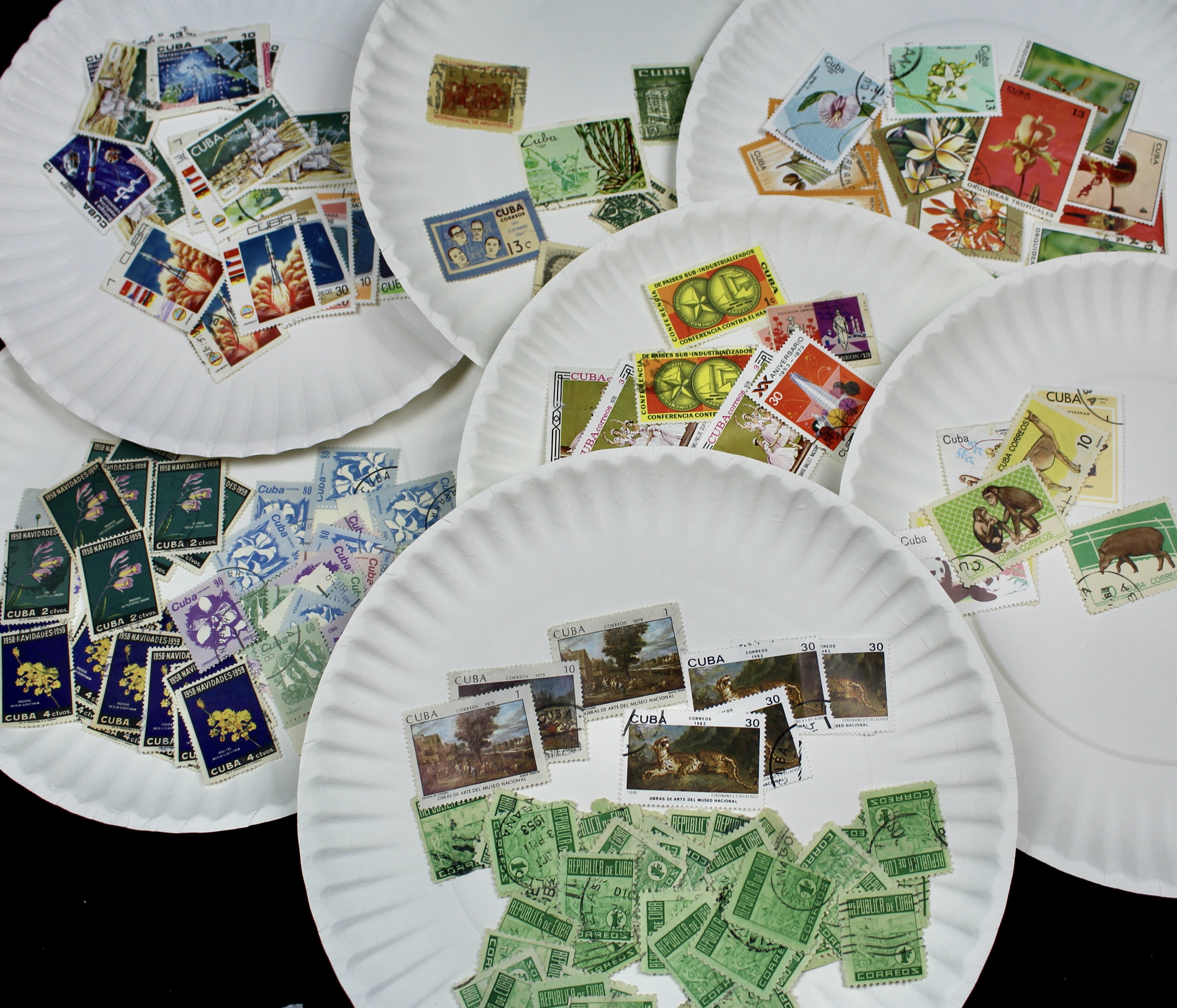 Box of Thousands of Mint and Used Worldwide Postage Stamps