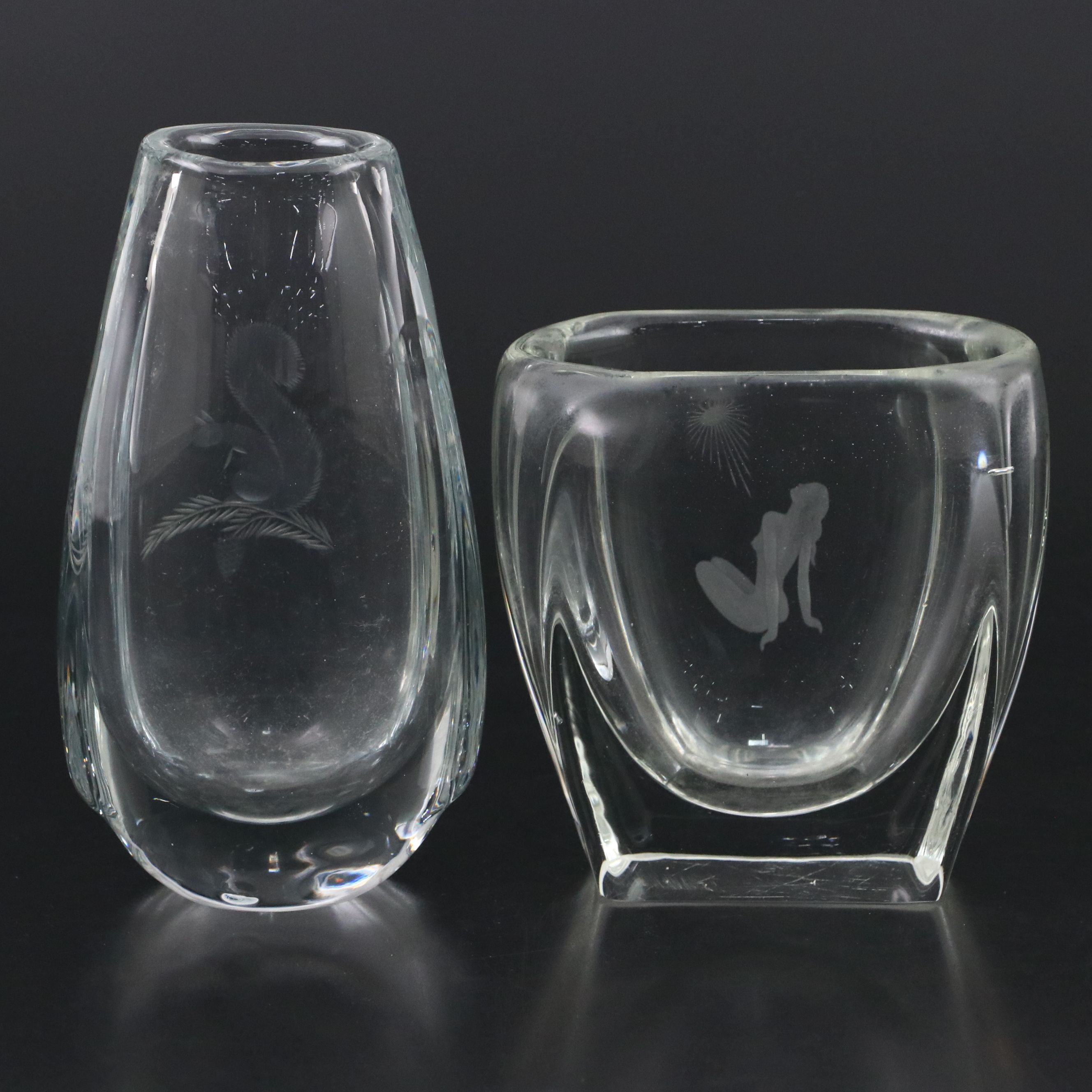 Kosta Swedish Squirrel Vase with Kjellander Attributed Mid-Century Vase