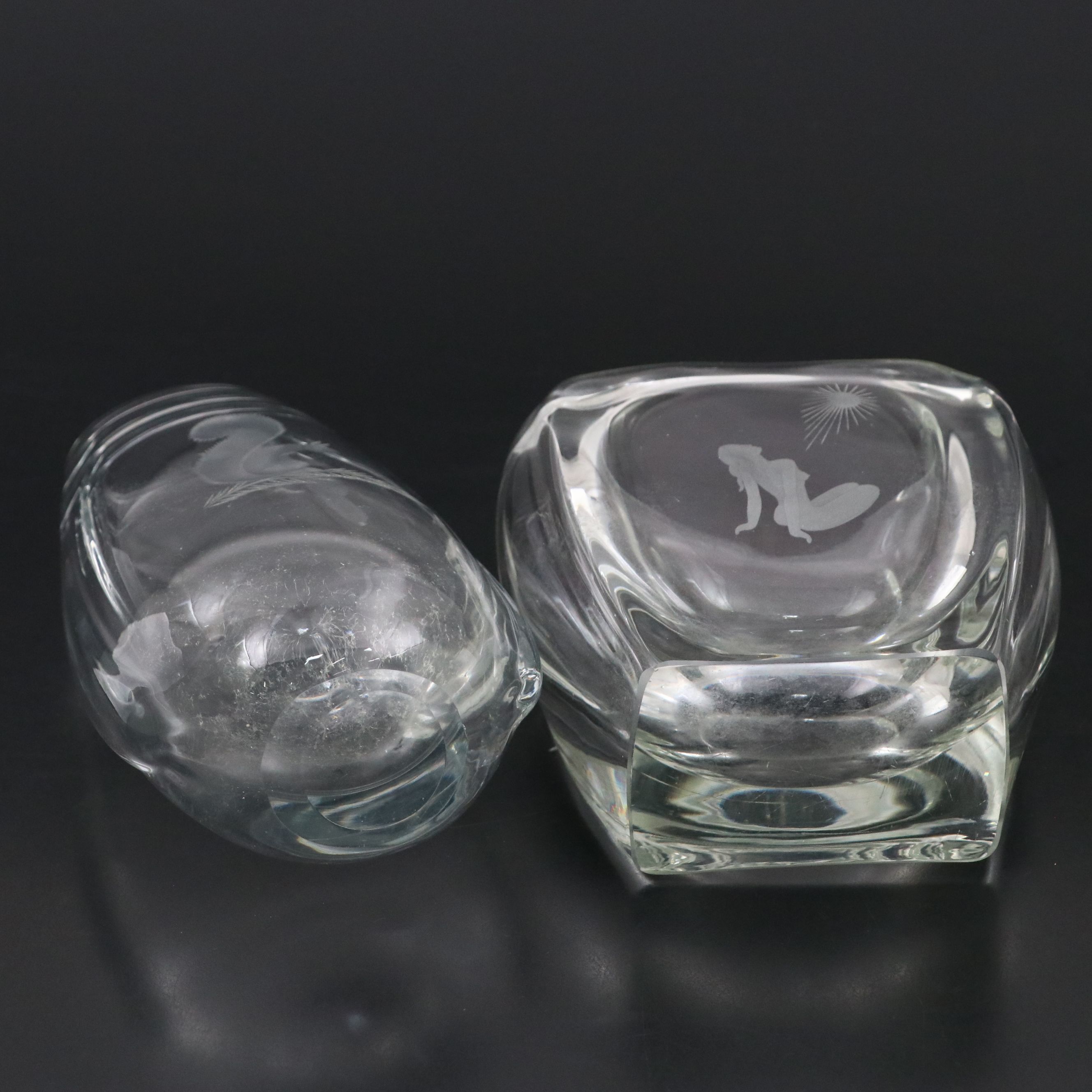 Kosta Swedish Squirrel Vase with Kjellander Attributed Mid-Century Vase