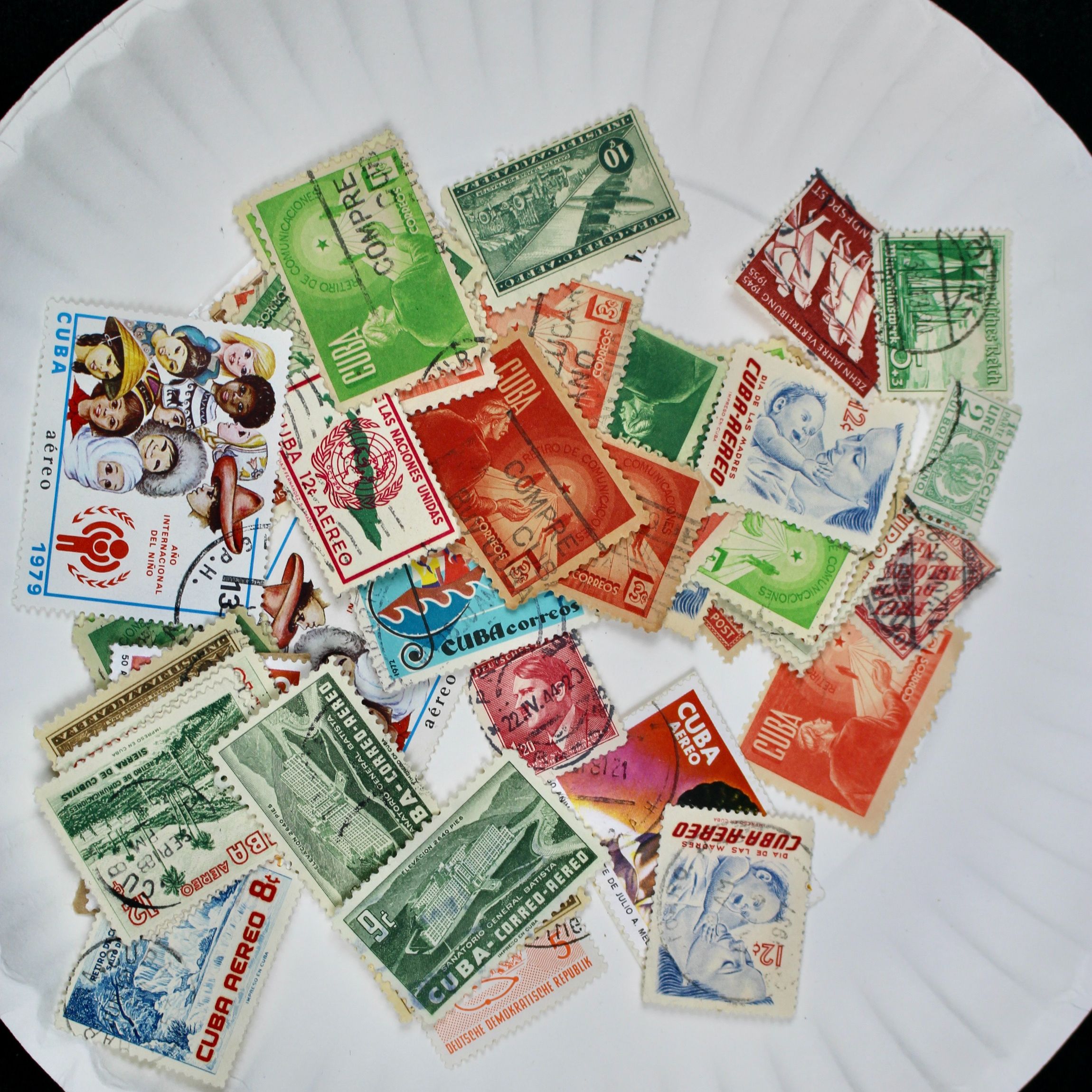 Box of Thousands of Mint and Used Worldwide Postage Stamps