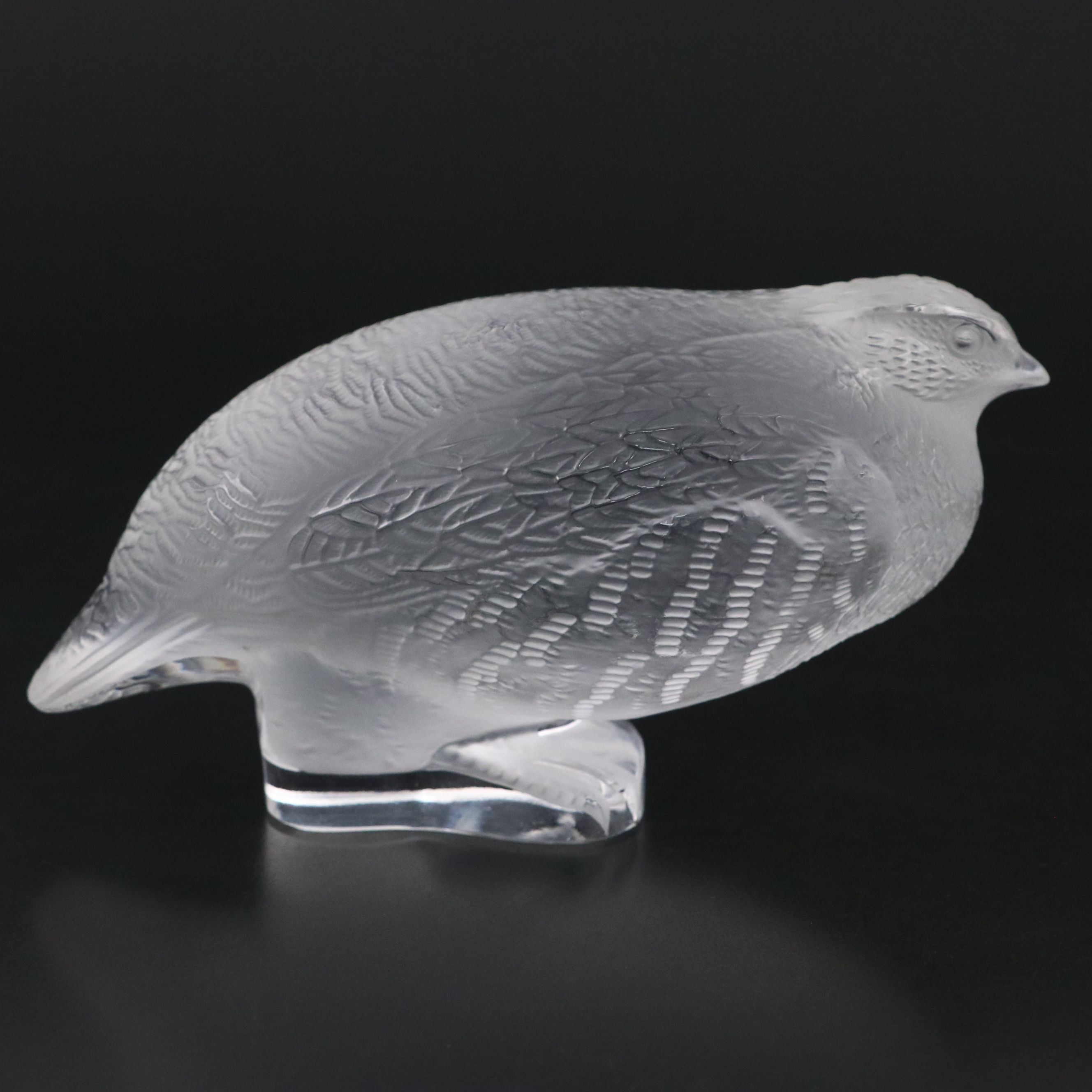 Lalique Crystal "Perdrix Couchee" Crouching Partridge Paperweight