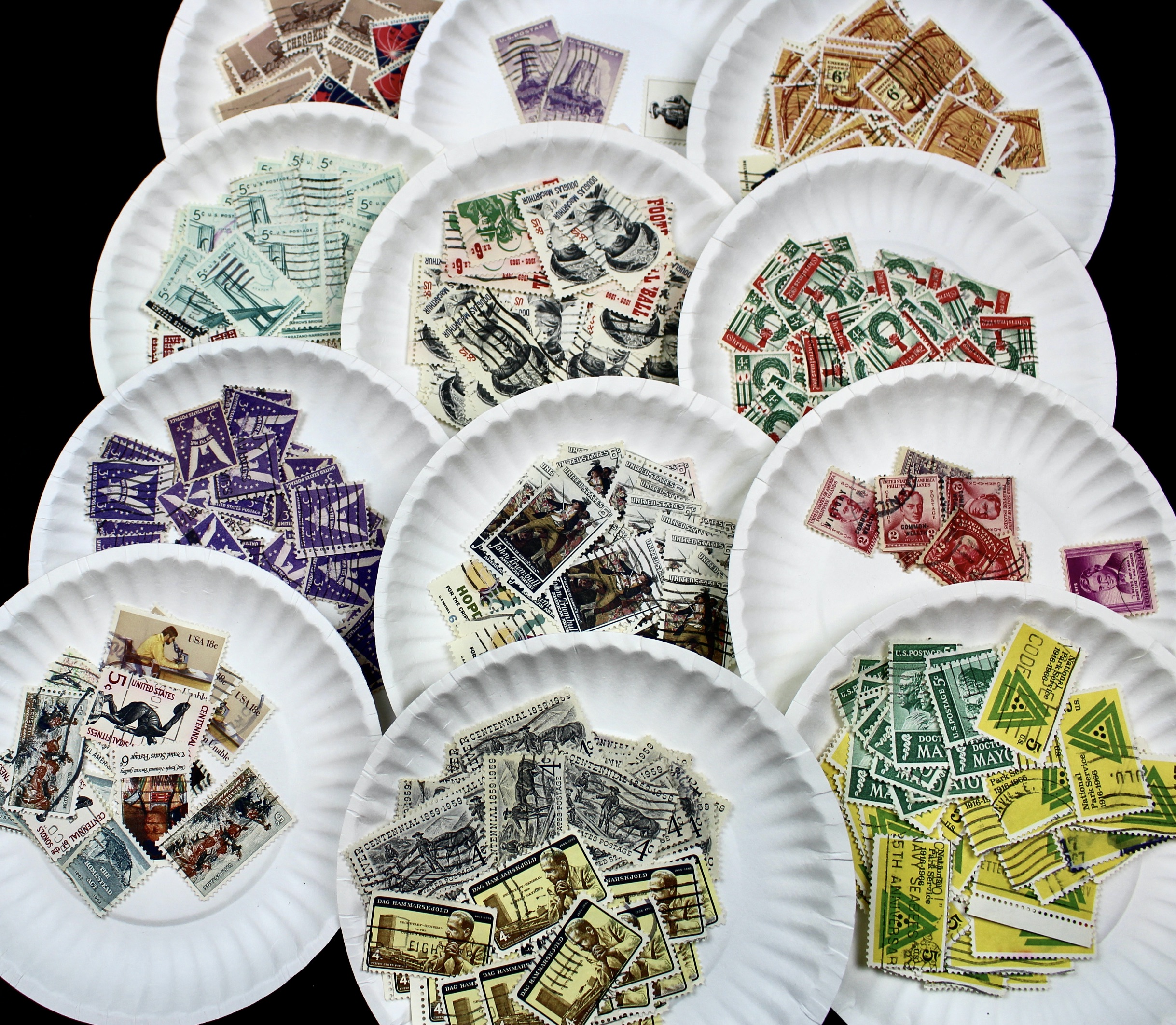 Box of Thousands of Used U.S. and Worldwide Postage Stamps