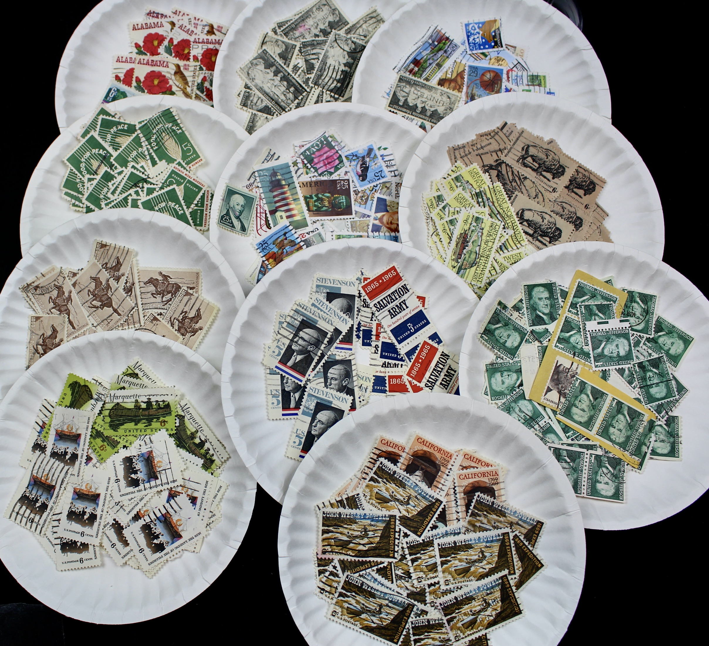 Box of Thousands of Used U.S. and Worldwide Postage Stamps