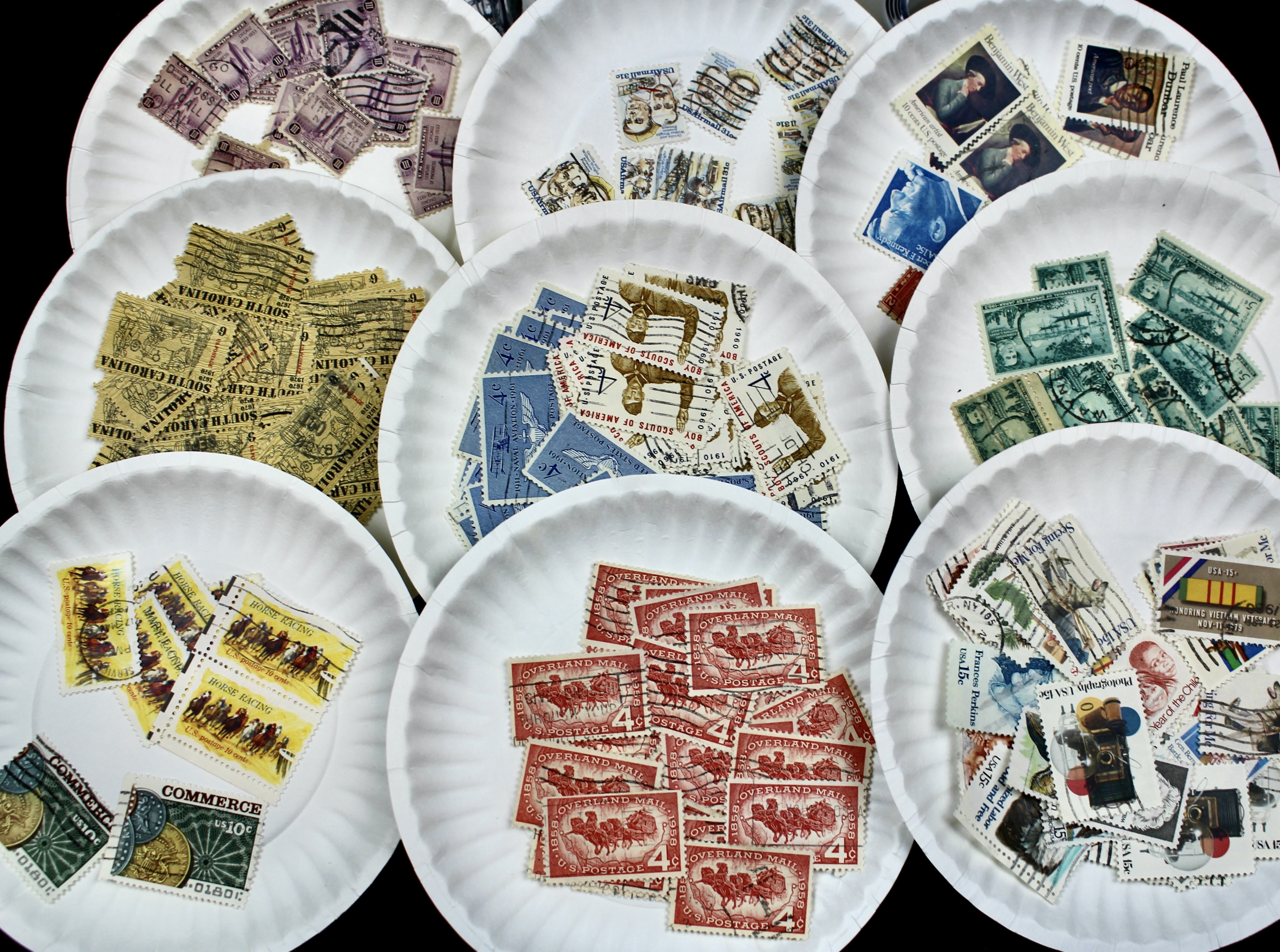 Box of Thousands of Used U.S. and Worldwide Postage Stamps