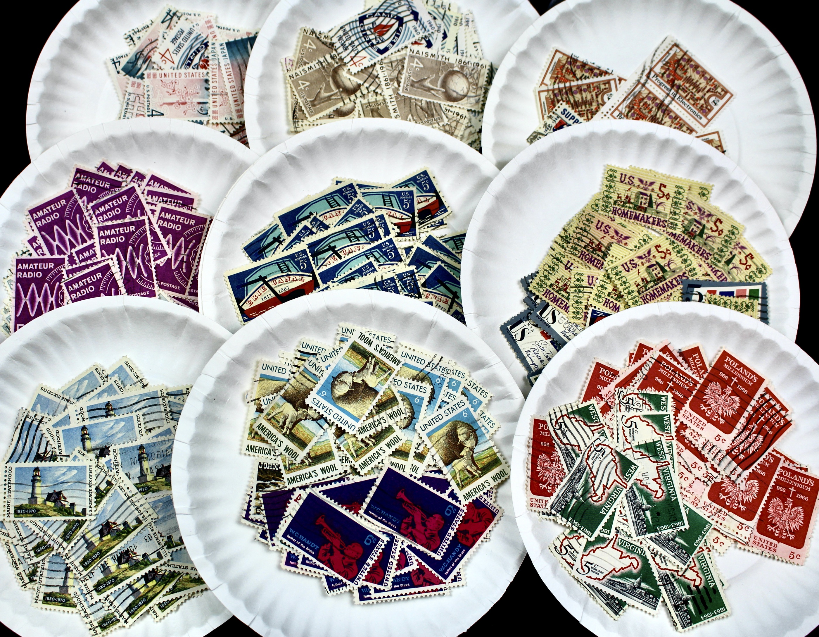 Box of Thousands of Used U.S. and Worldwide Postage Stamps