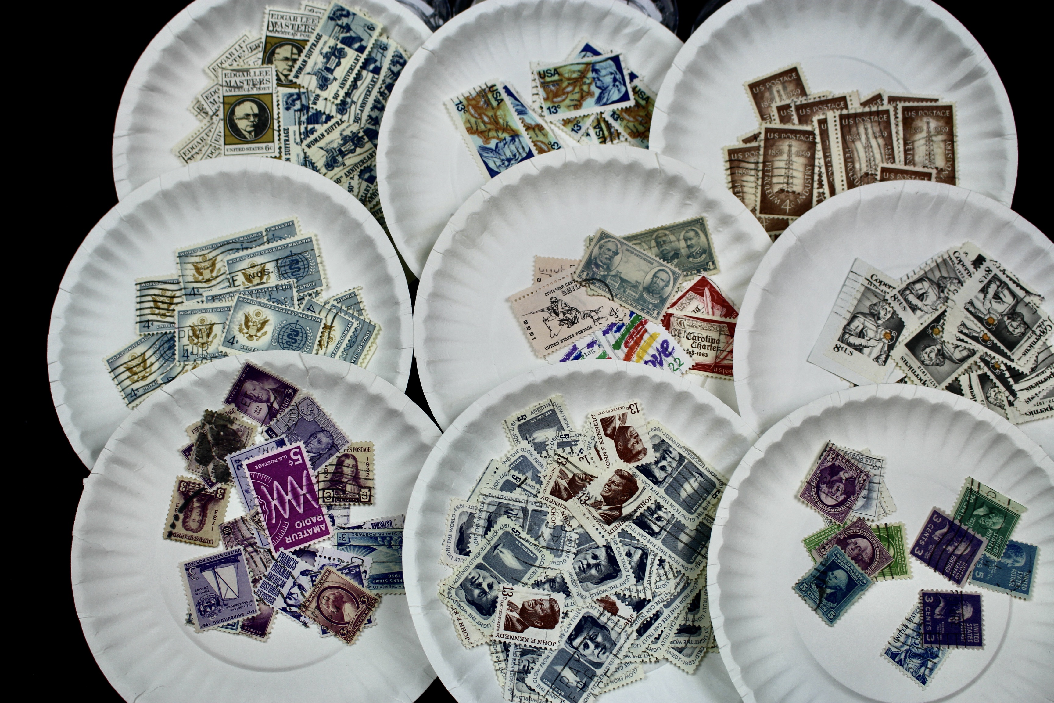 Box of Thousands of Used U.S. and Worldwide Postage Stamps