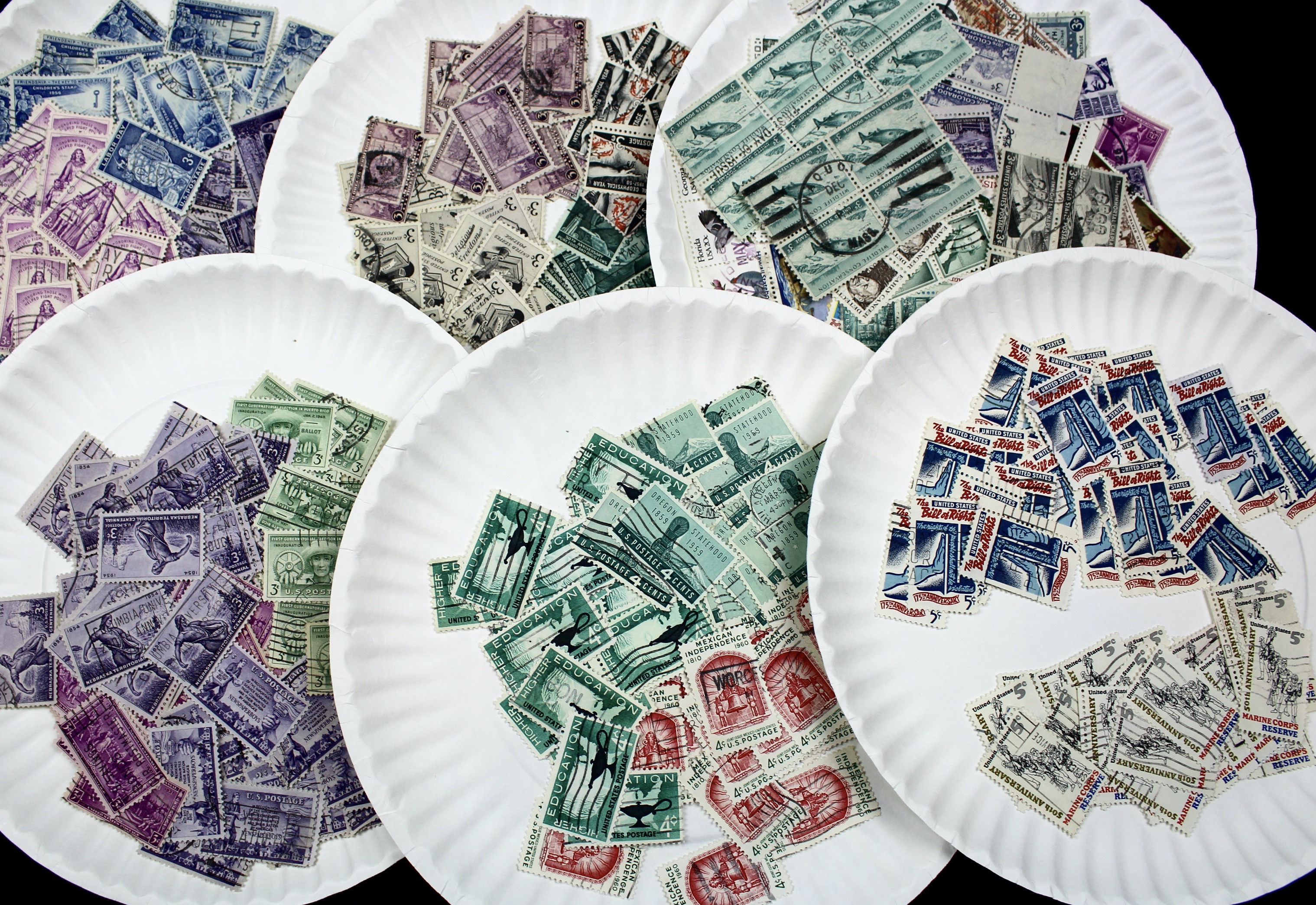 Box of Thousands of Used U.S. and Worldwide Postage Stamps