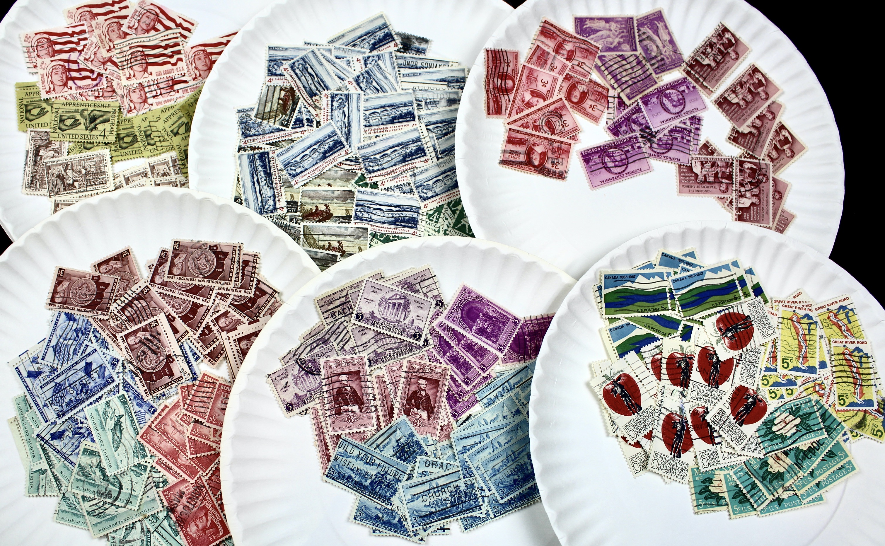 Box of Thousands of Used U.S. and Worldwide Postage Stamps