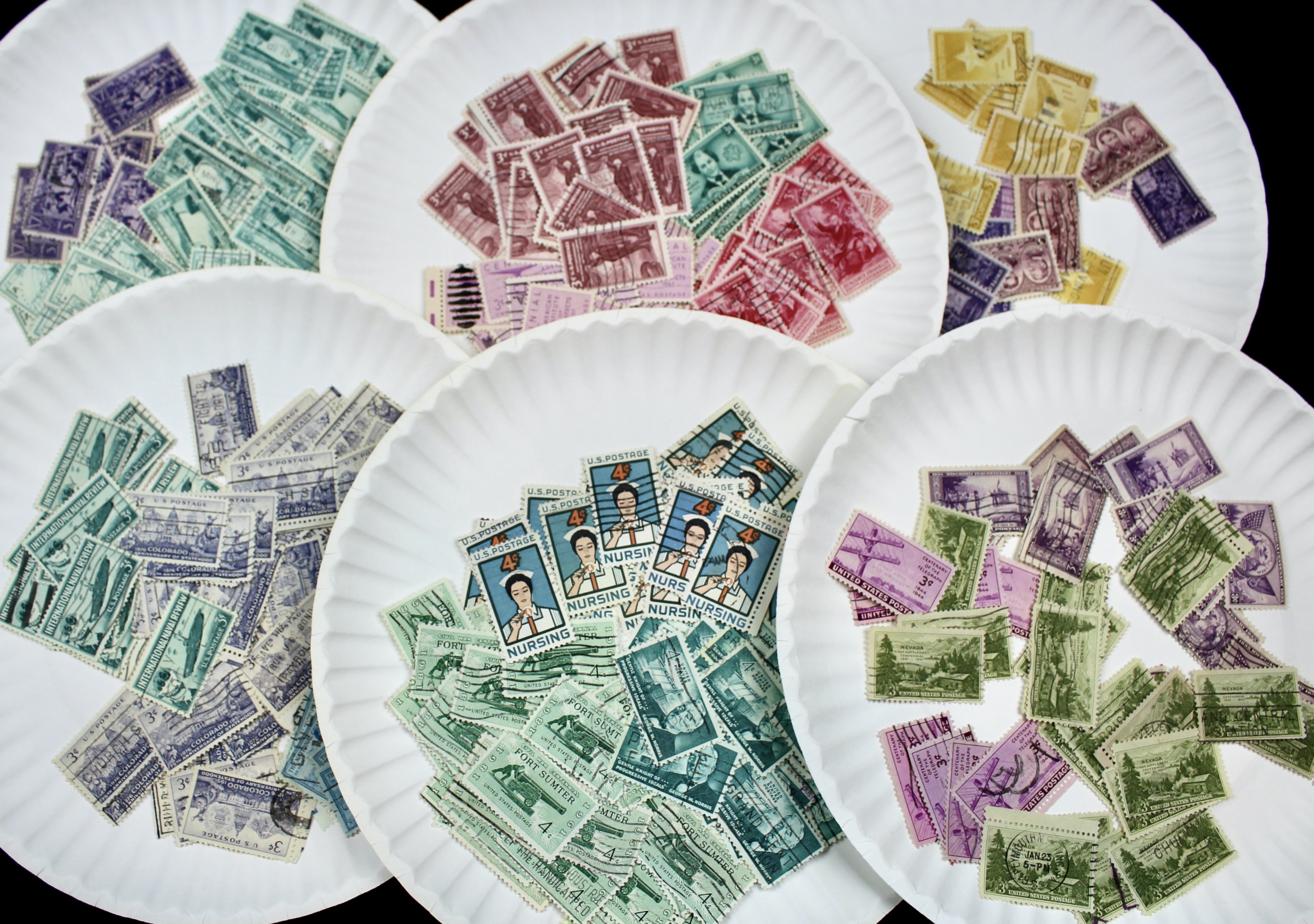 Box of Thousands of Used U.S. and Worldwide Postage Stamps