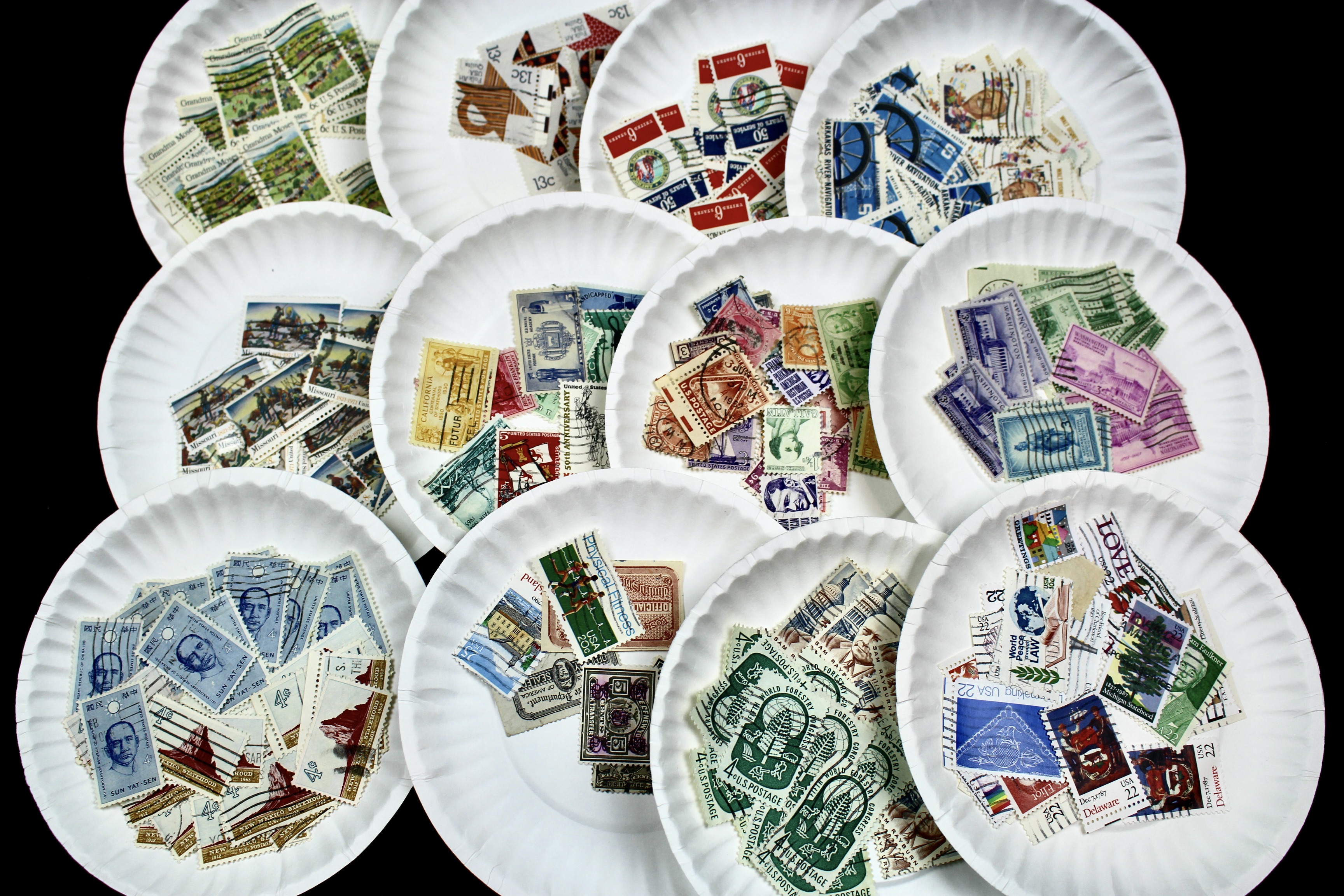 Box of Thousands of Used U.S. and Worldwide Postage Stamps