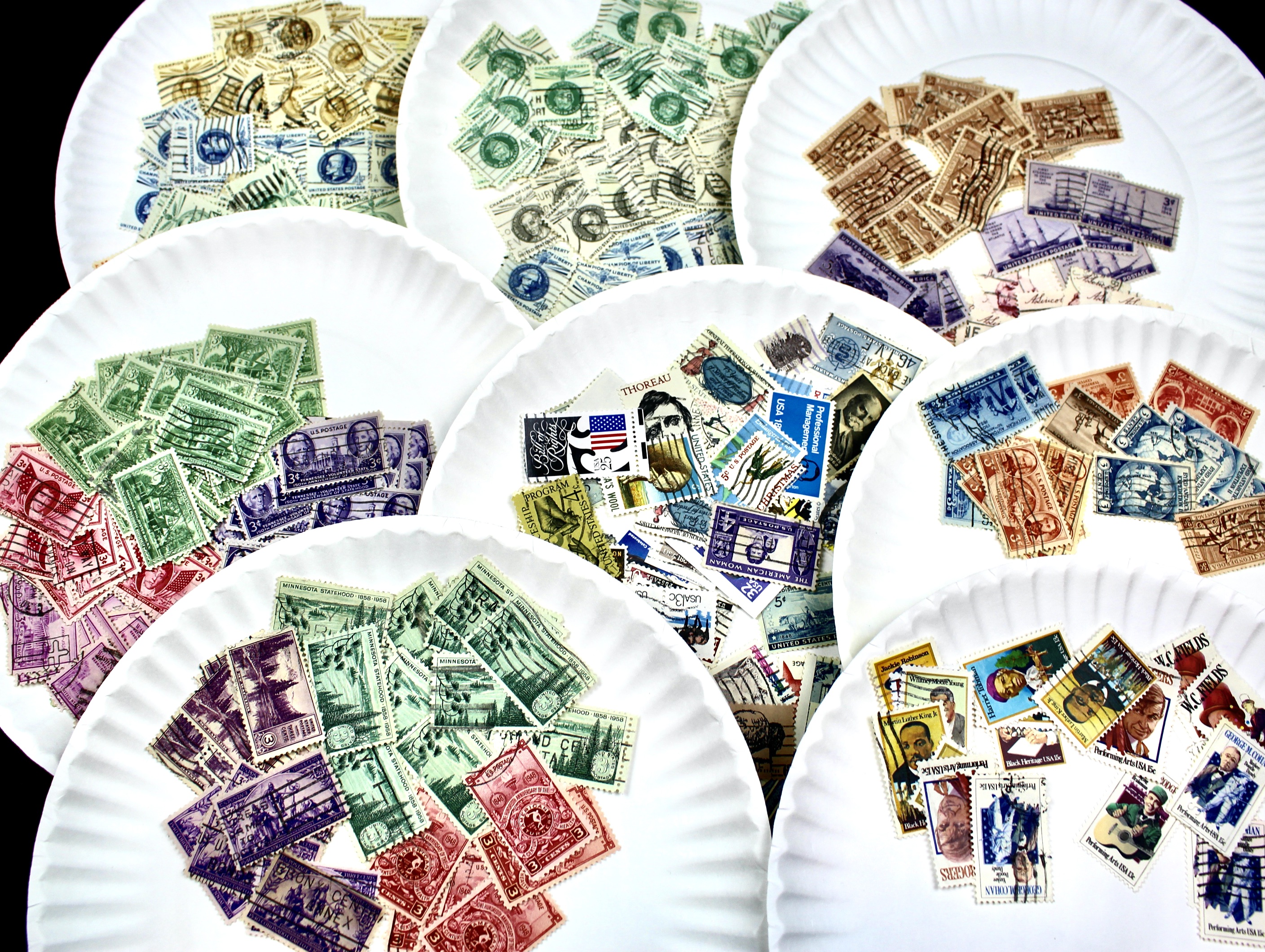 Box of Thousands of Used U.S. and Worldwide Postage Stamps