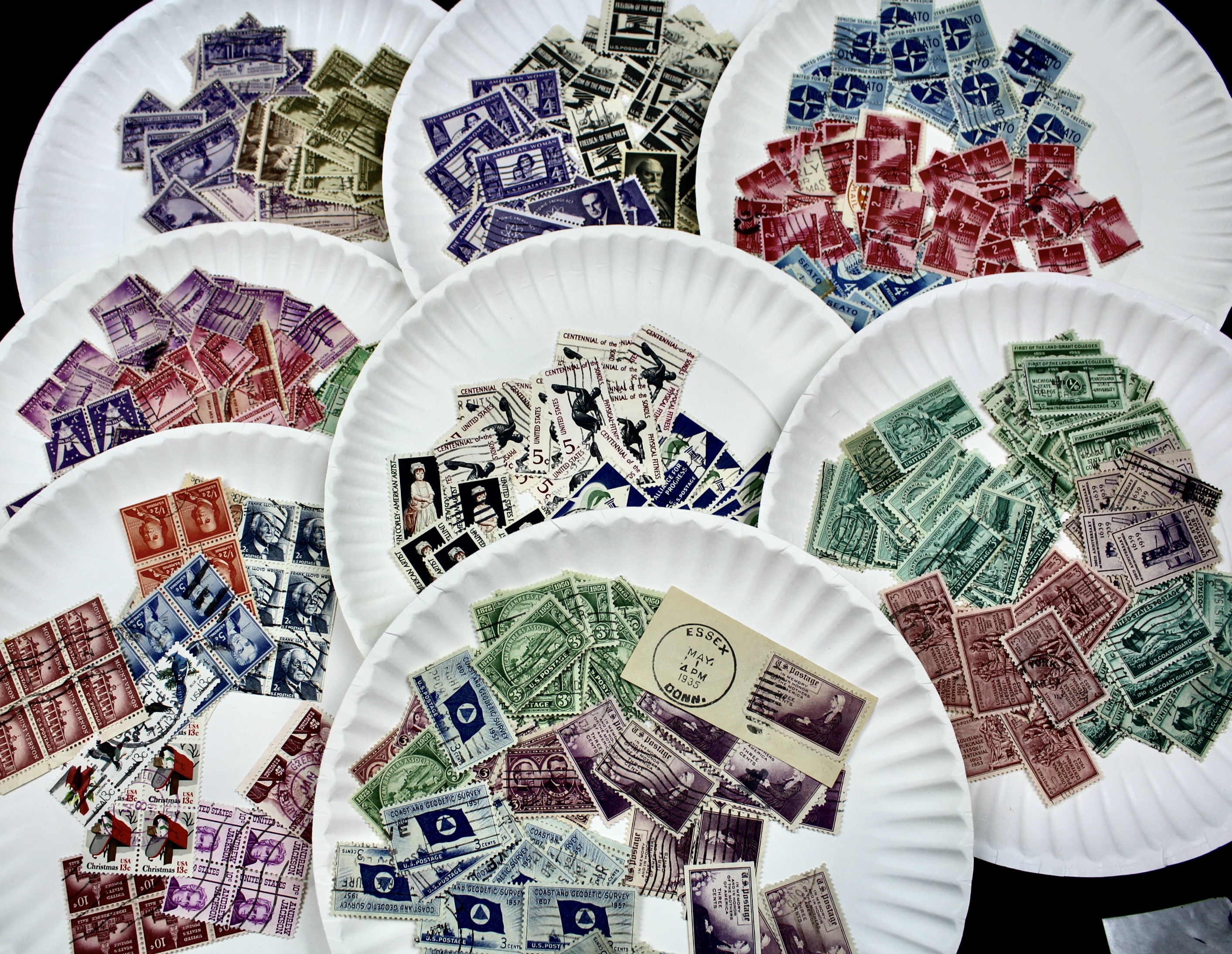 Box of Thousands of Used U.S. and Worldwide Postage Stamps