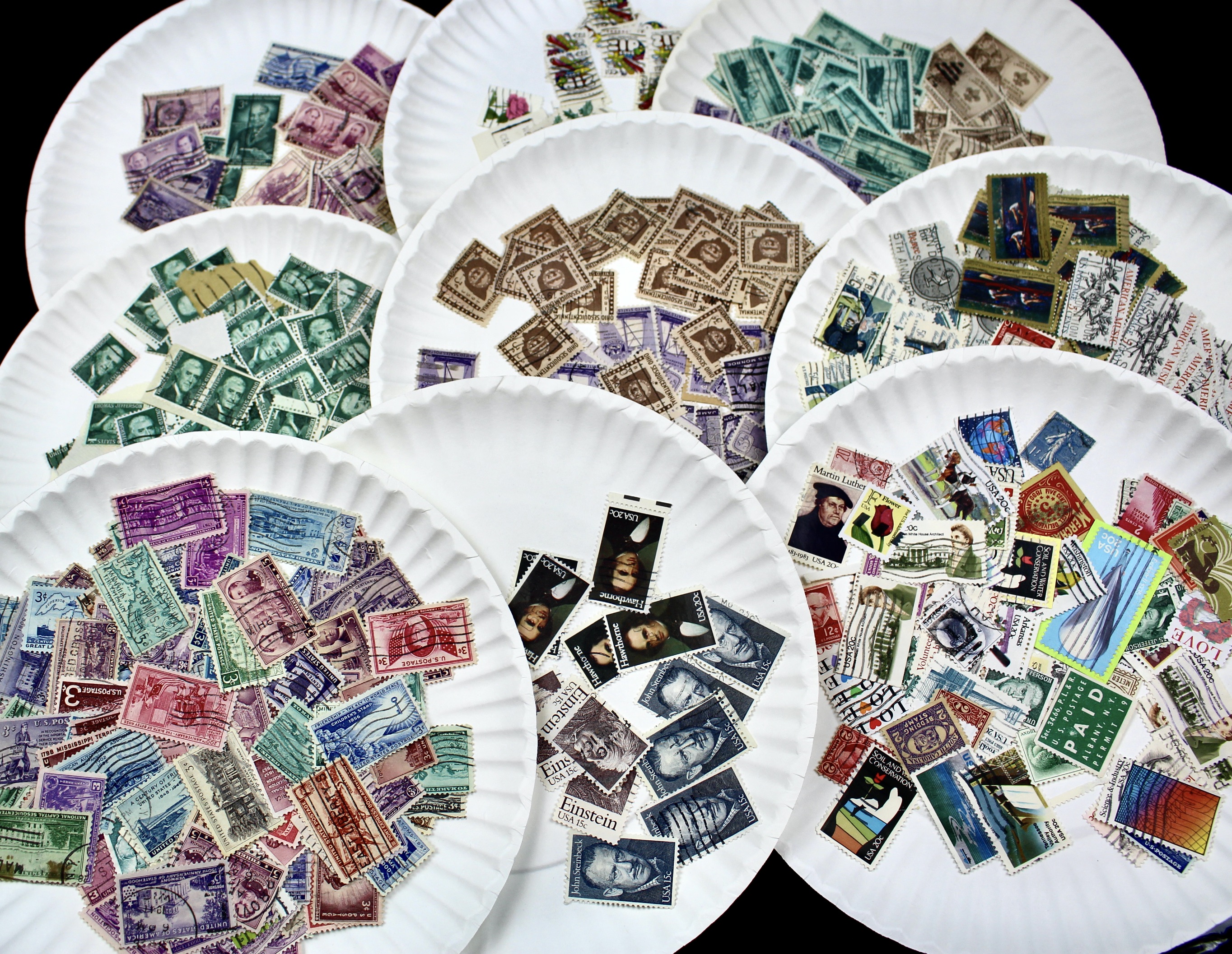 Box of Thousands of Used U.S. and Worldwide Postage Stamps