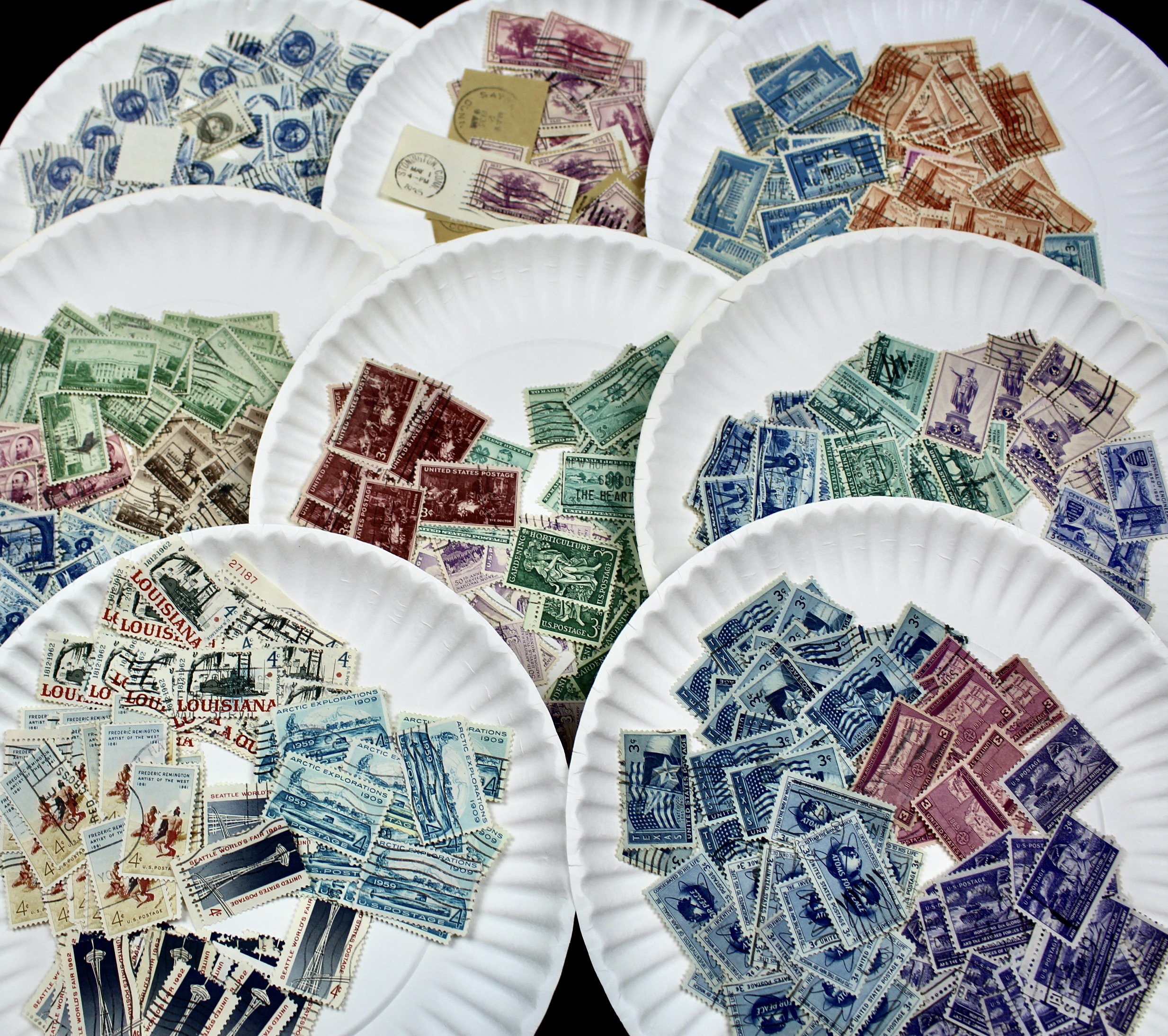 Box of Thousands of Used U.S. and Worldwide Postage Stamps