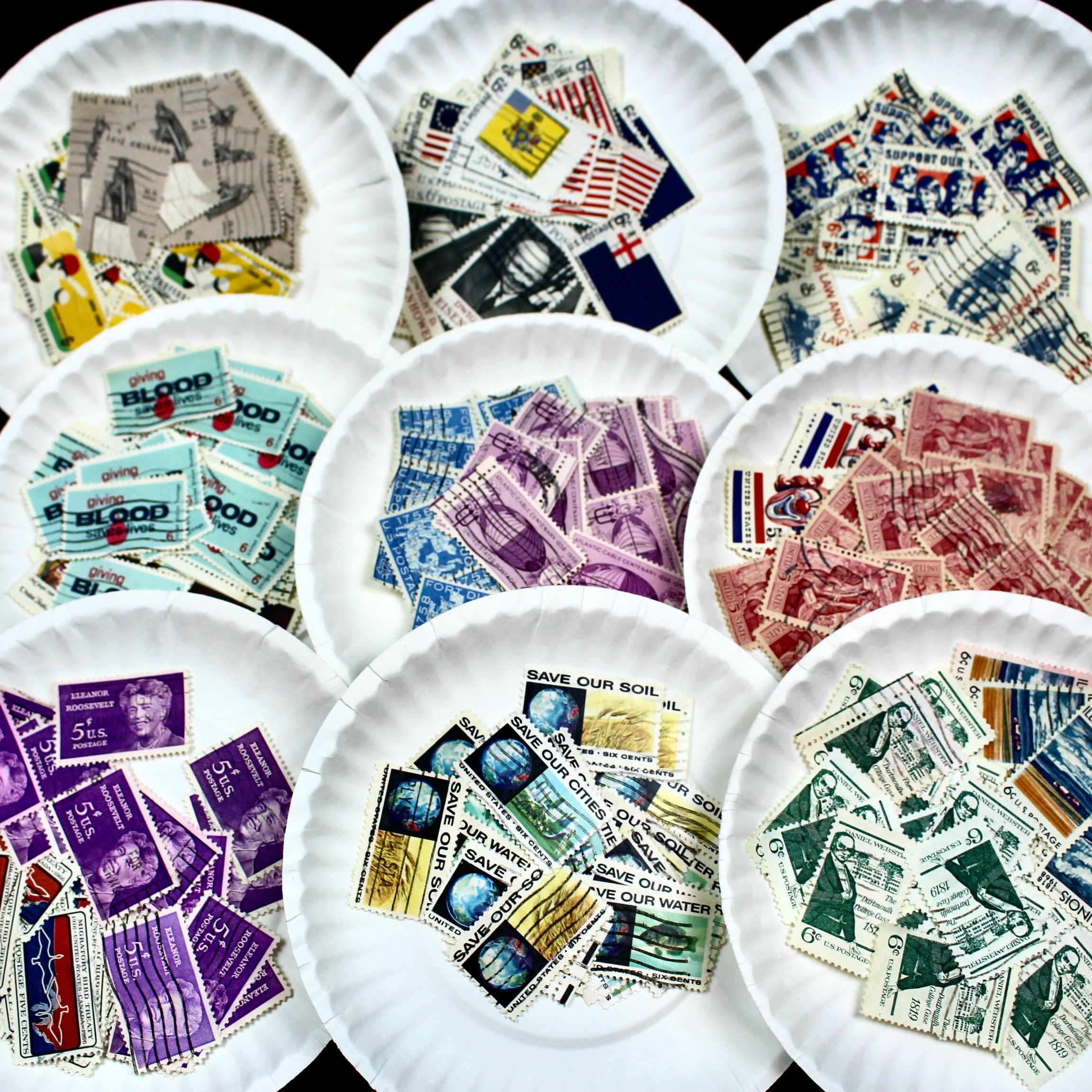 Box of Thousands of Used U.S. and Worldwide Postage Stamps