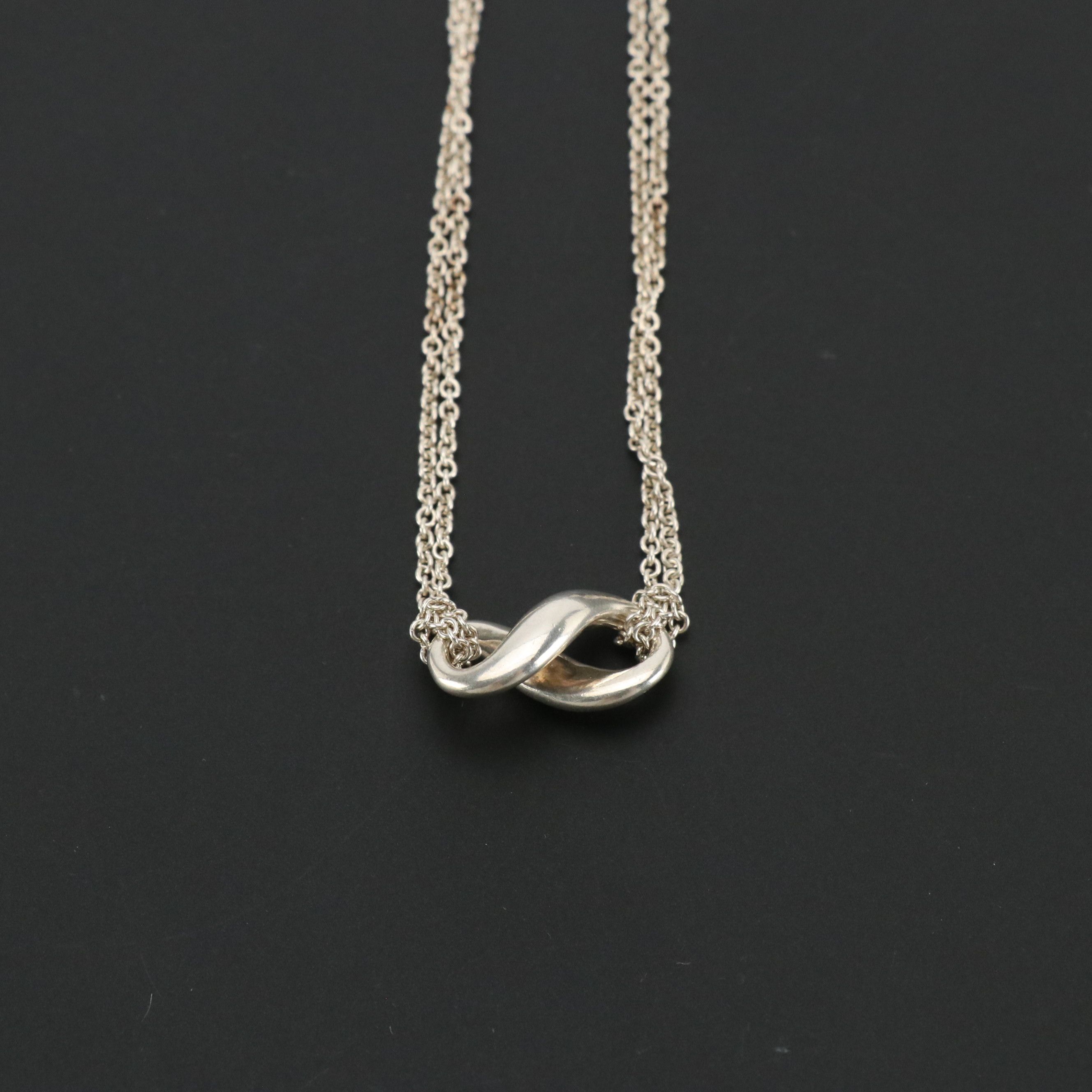 Tiffany & Co. Sterling Double Chain Infinity Necklace
