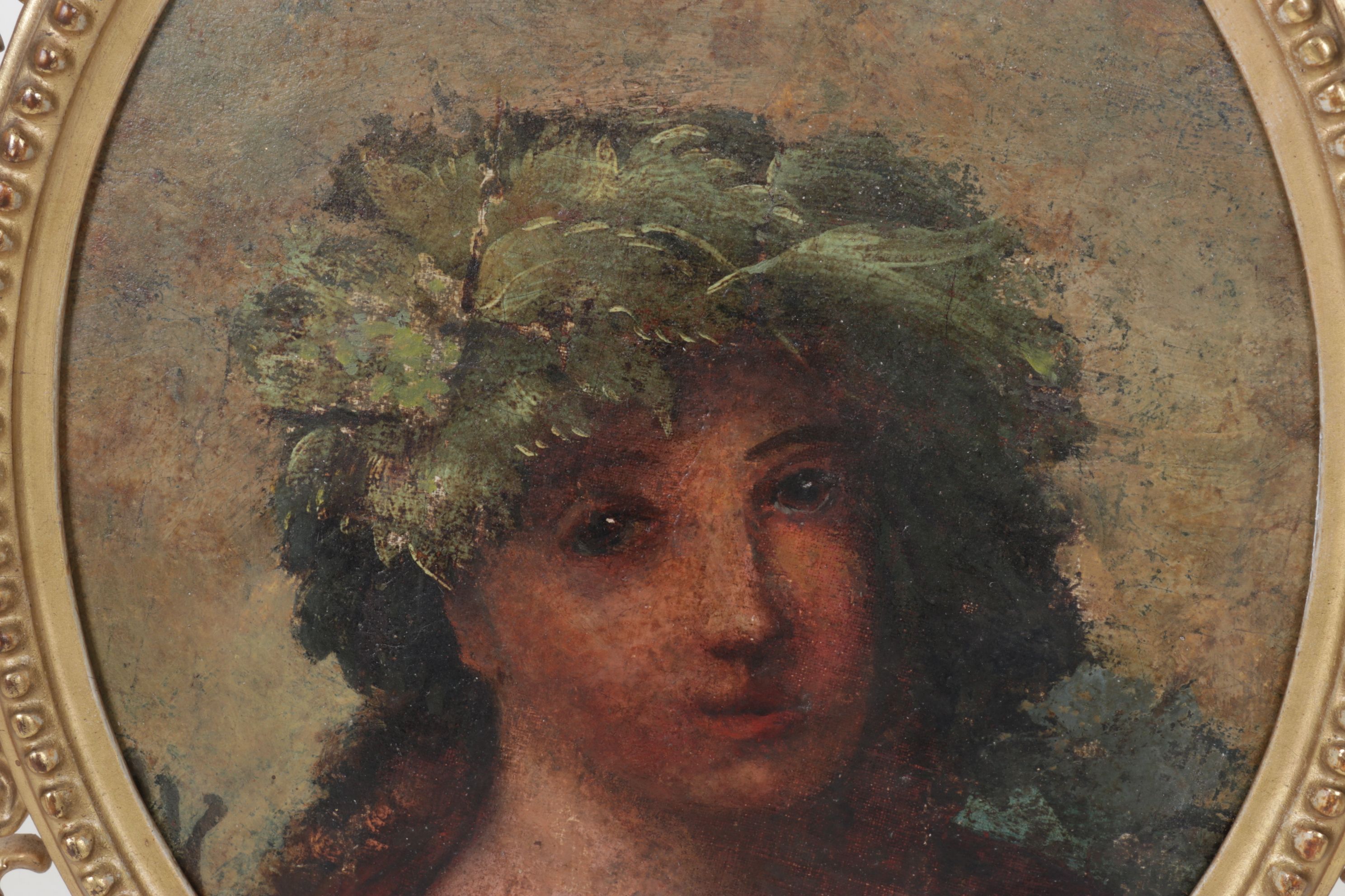 Portrait Oil Painting of Figure Wearing Wreath, Mid to Late 16th Century