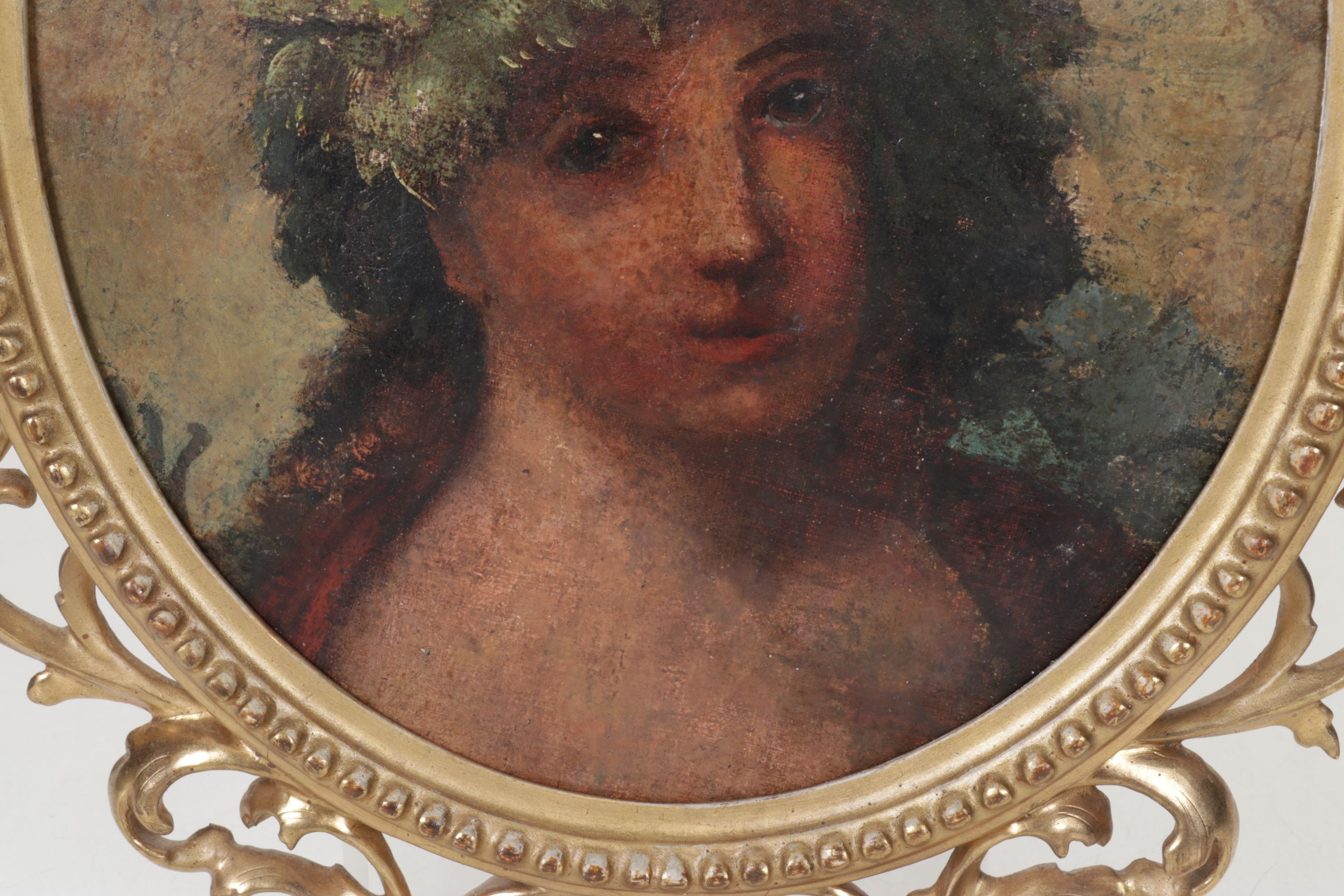 Portrait Oil Painting of Figure Wearing Wreath, Mid to Late 16th Century